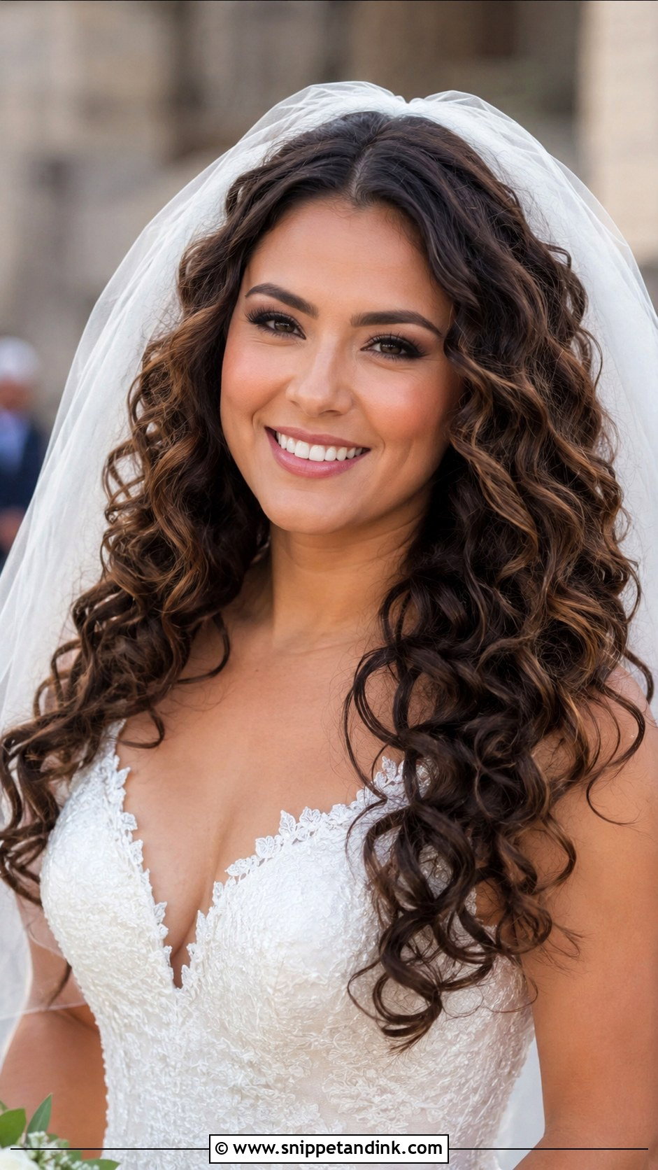 Curly Hair With Veil Down - Snippet and Ink - 30 Wedding Hairstyles for Curly Hair