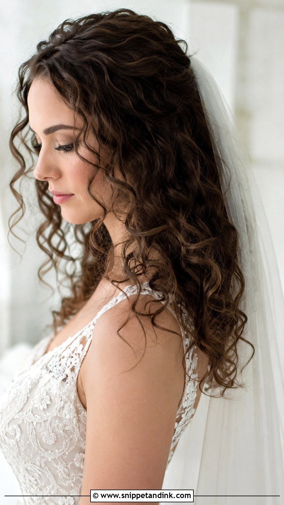 Curly Hair With Veil Underneath - Snippet and Ink - 25 Curly Bride Hairstyles