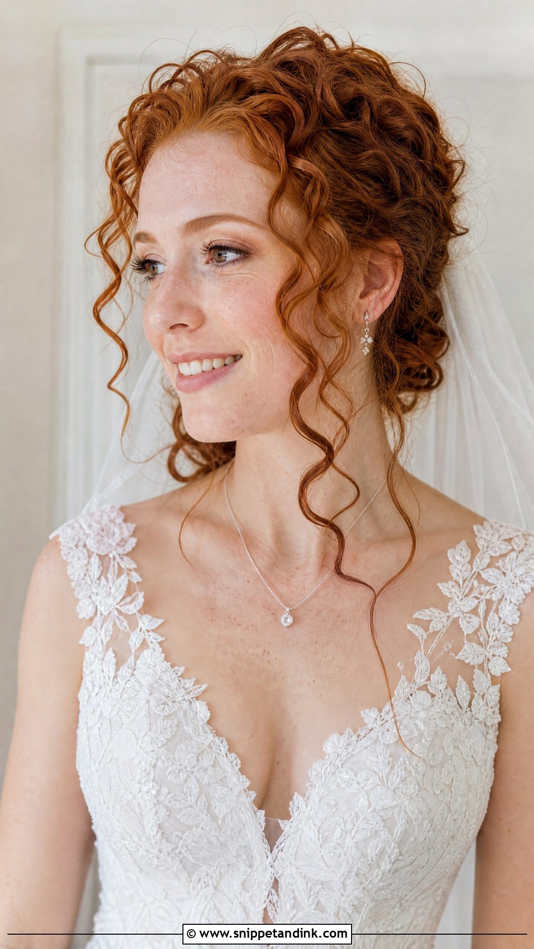 Curly Hair With Veil Underneath - Snippet and Ink - 20 Bridal Hair Curly Down Ideas