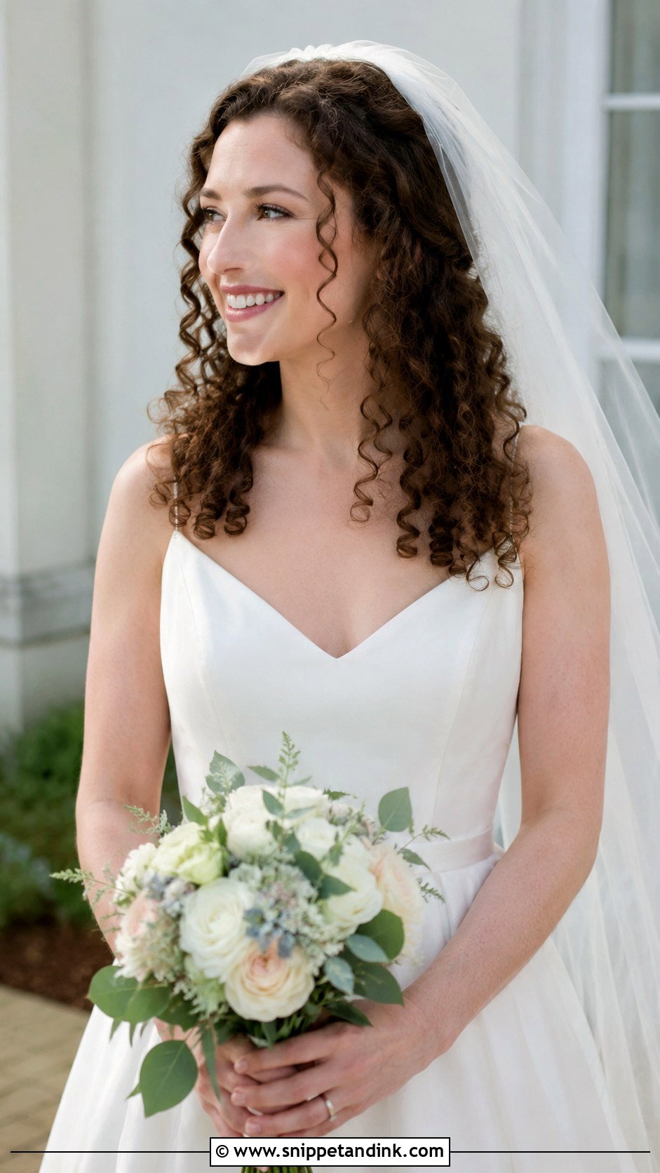 Curly Hair With Veil Wedding Hairstyle - Snippet and Ink - 20 Natural Curly Hairstyles for Wedding