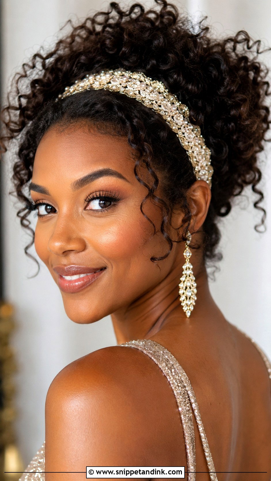 Curly Hair With a Headband - Snippet and Ink - 25 Wedding Guest Hair Down Ideas