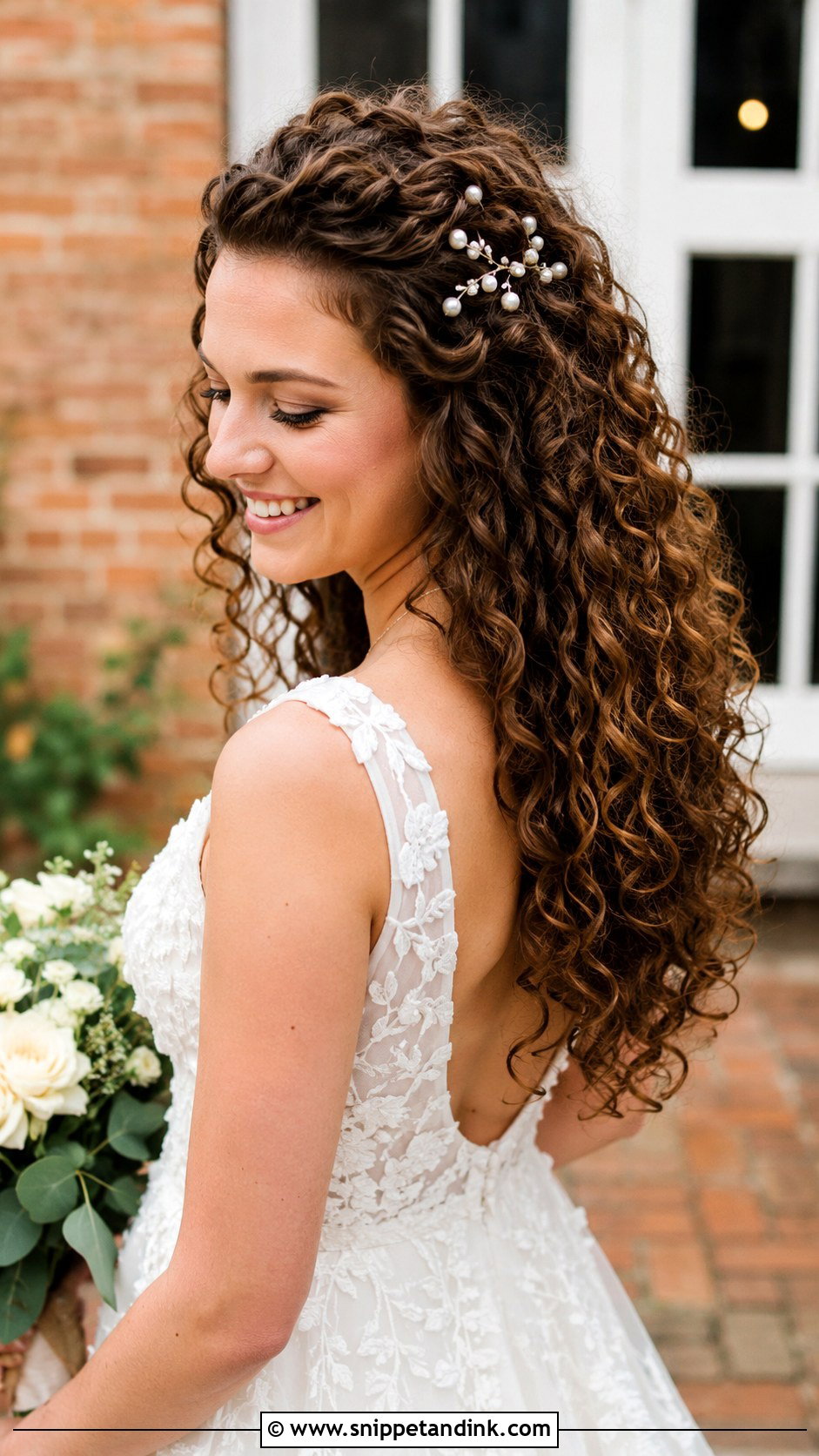 Curly Hair Worn Fully Down Wedding Hairstyle - Snippet and Ink - 20 Natural Curly Hairstyles for Wedding