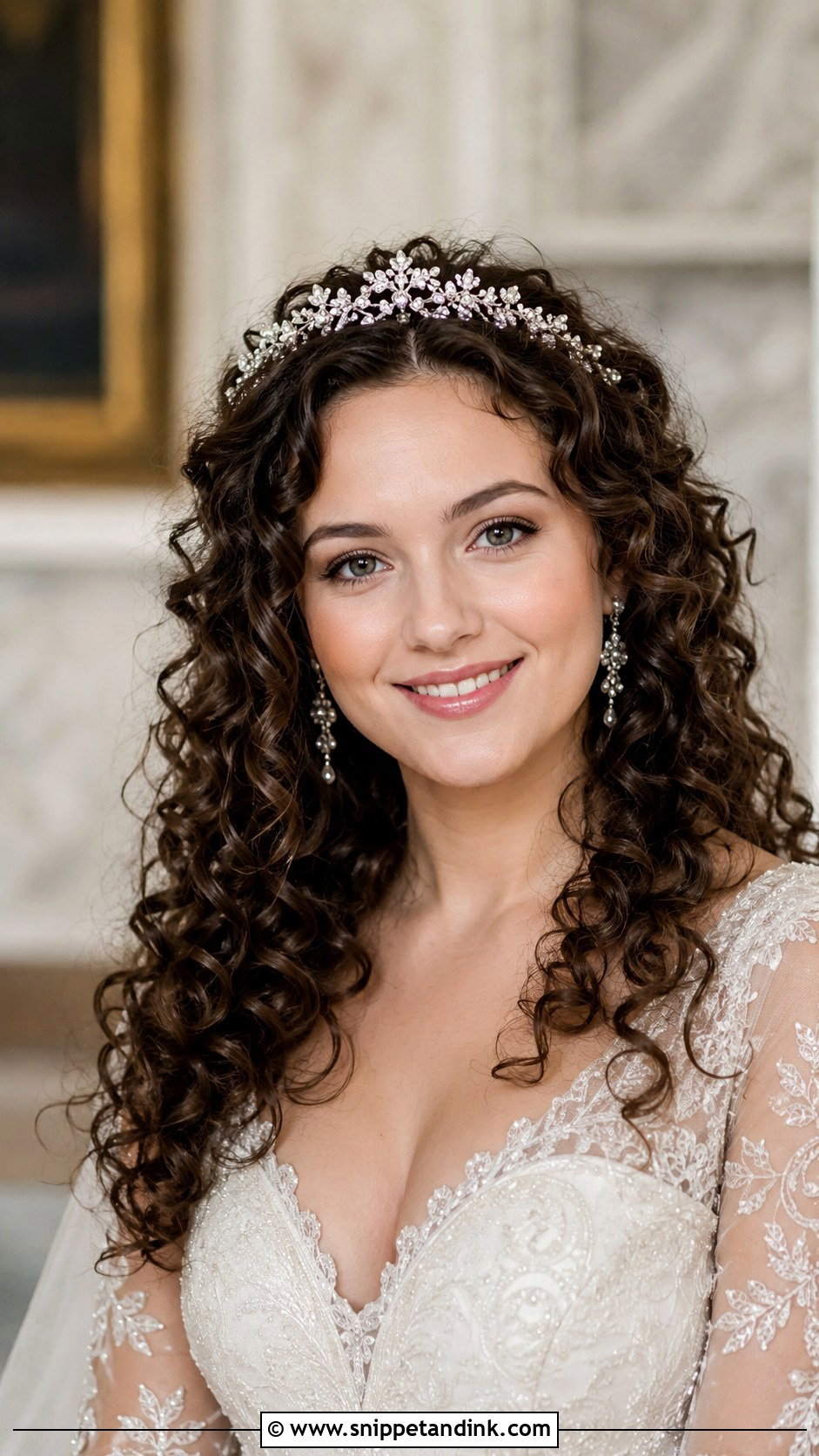 Curly Hair with Bridal Tiara - Snippet and Ink - 30 Curly Hair Bride Ideas