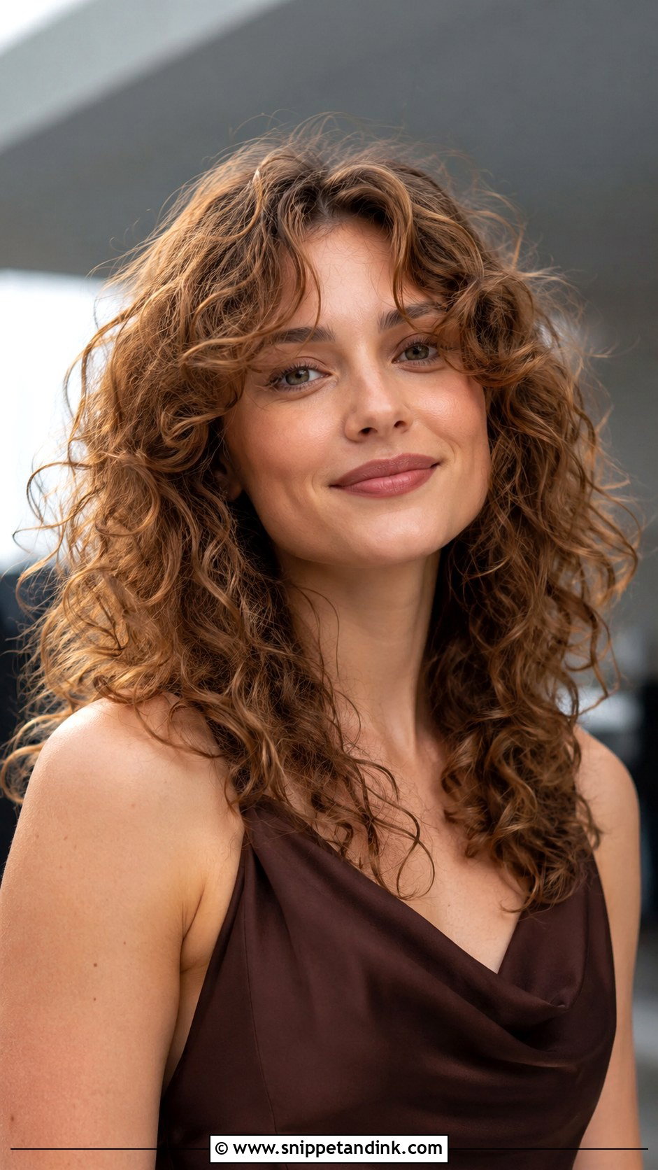 Curly Hair with Curtain Bangs for Wedding Guest - Snippet and Ink - 25 Curly Hair Hairstyles for Wedding Guest