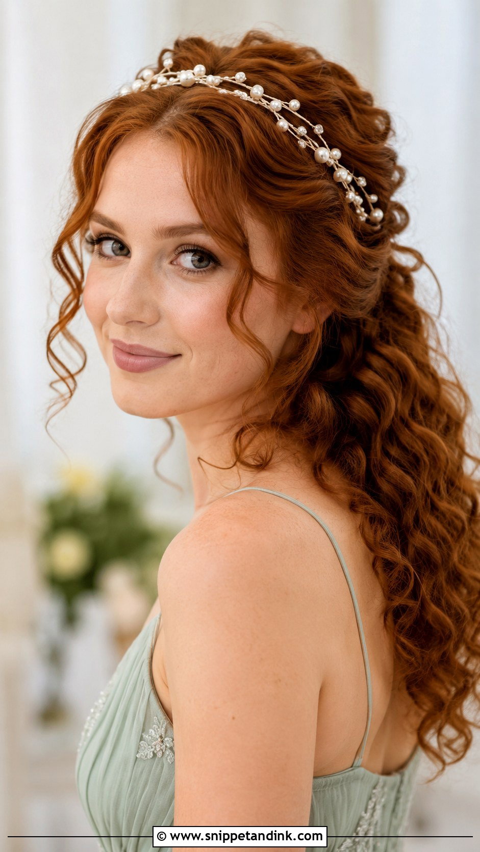 Curly Hair with Decorative Headband for Wedding Guest - Snippet and Ink - 25 Curly Hair Hairstyles for Wedding Guest