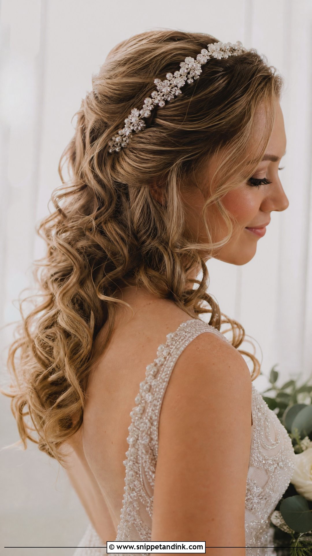 Curly Hair with Headband - Snippet and Ink - 20 Curly Wedding Hairstyle Ideas