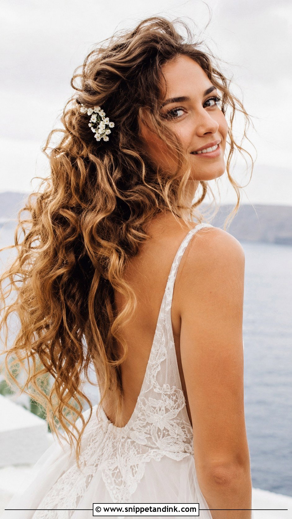Curly Hair with Loose Beachy Waves - Snippet and Ink - 25 Natural Curly Wedding Hairstyles