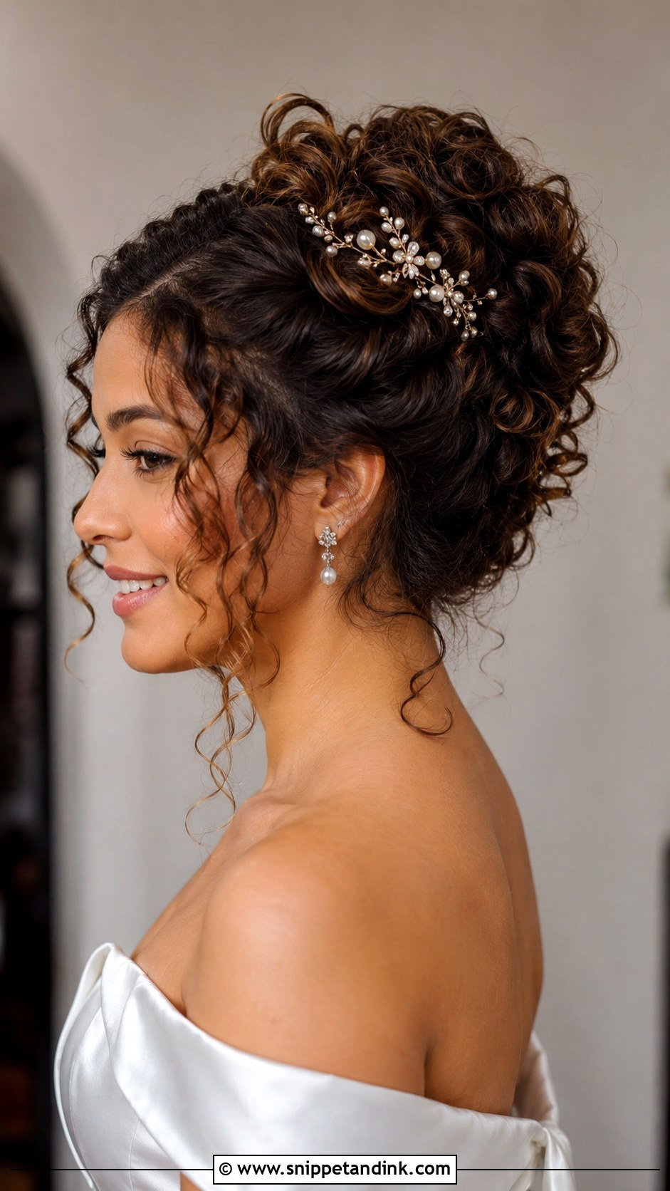 Curly Hair with Twisted Updo - Snippet and Ink - 25 Natural Curly Wedding Hairstyles