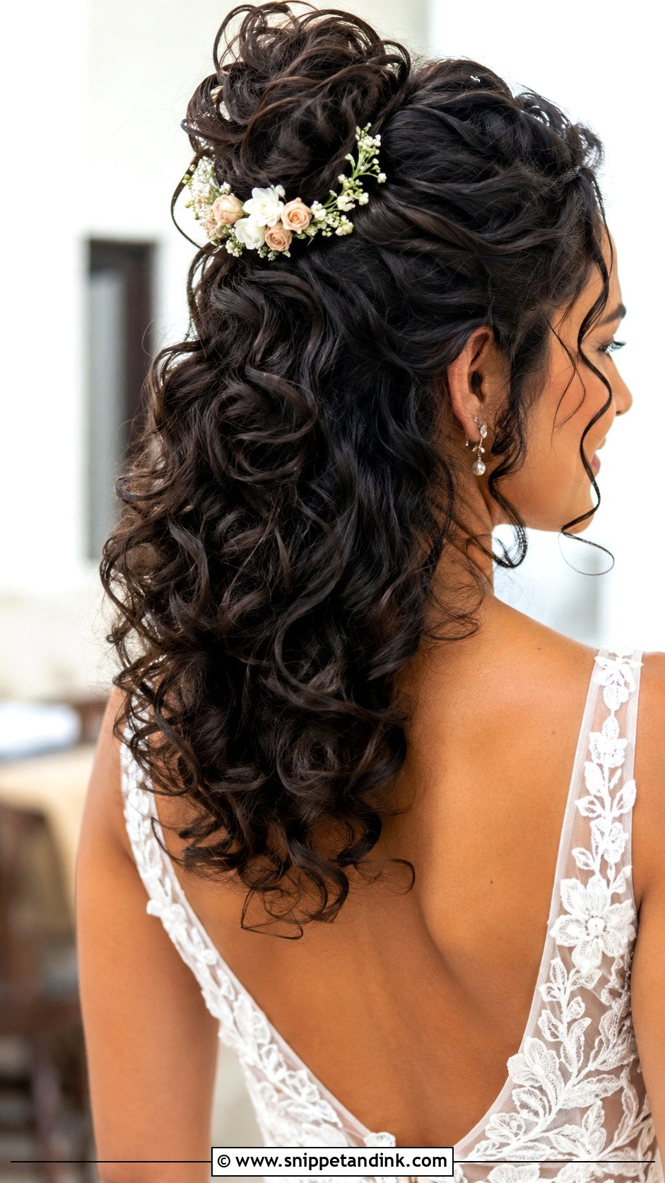 Curly Hairstyle With Flower Crown - Snippet and Ink - 20 Naturally Curly Hairstyles for Wedding