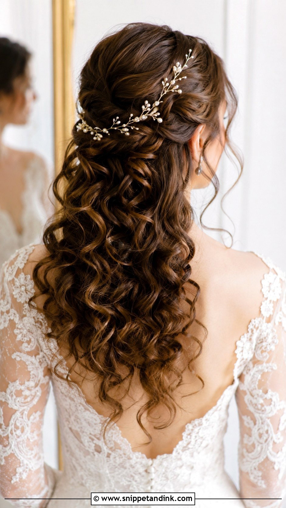 Curly Hairstyle With Hair Vine Wedding Look - Snippet and Ink - 20 Wedding Hairstyles Curls
