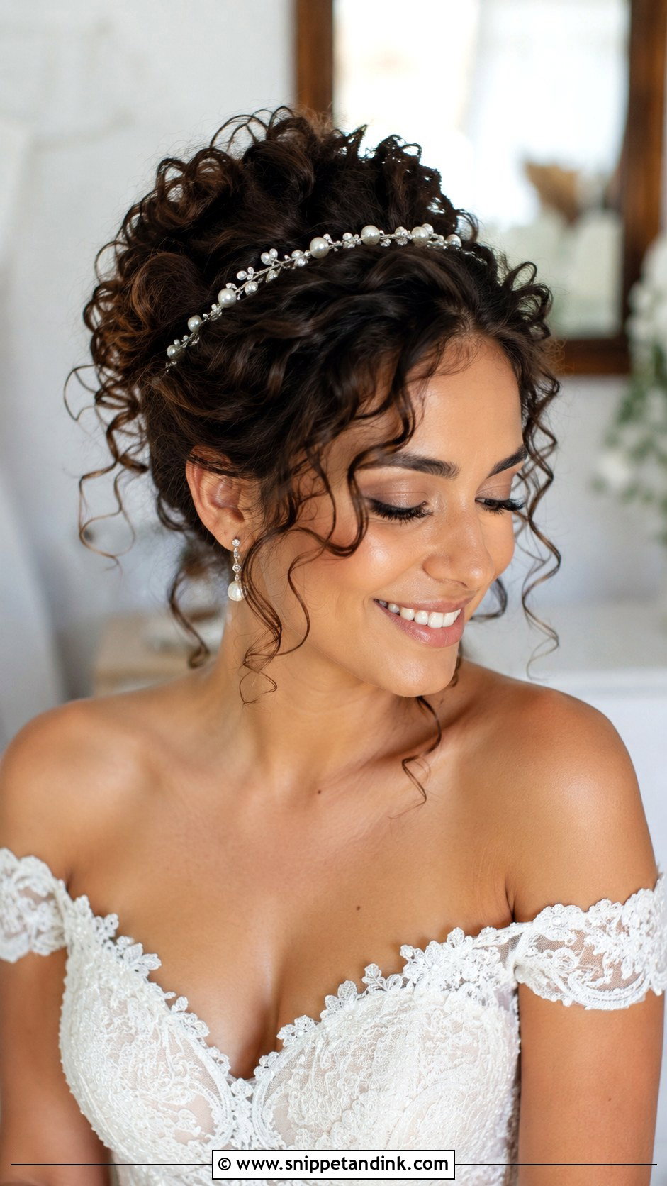 Curly Hairstyle With Headband for Bride - Snippet and Ink - 25 Curly Hairstyle for Wedding Ideas