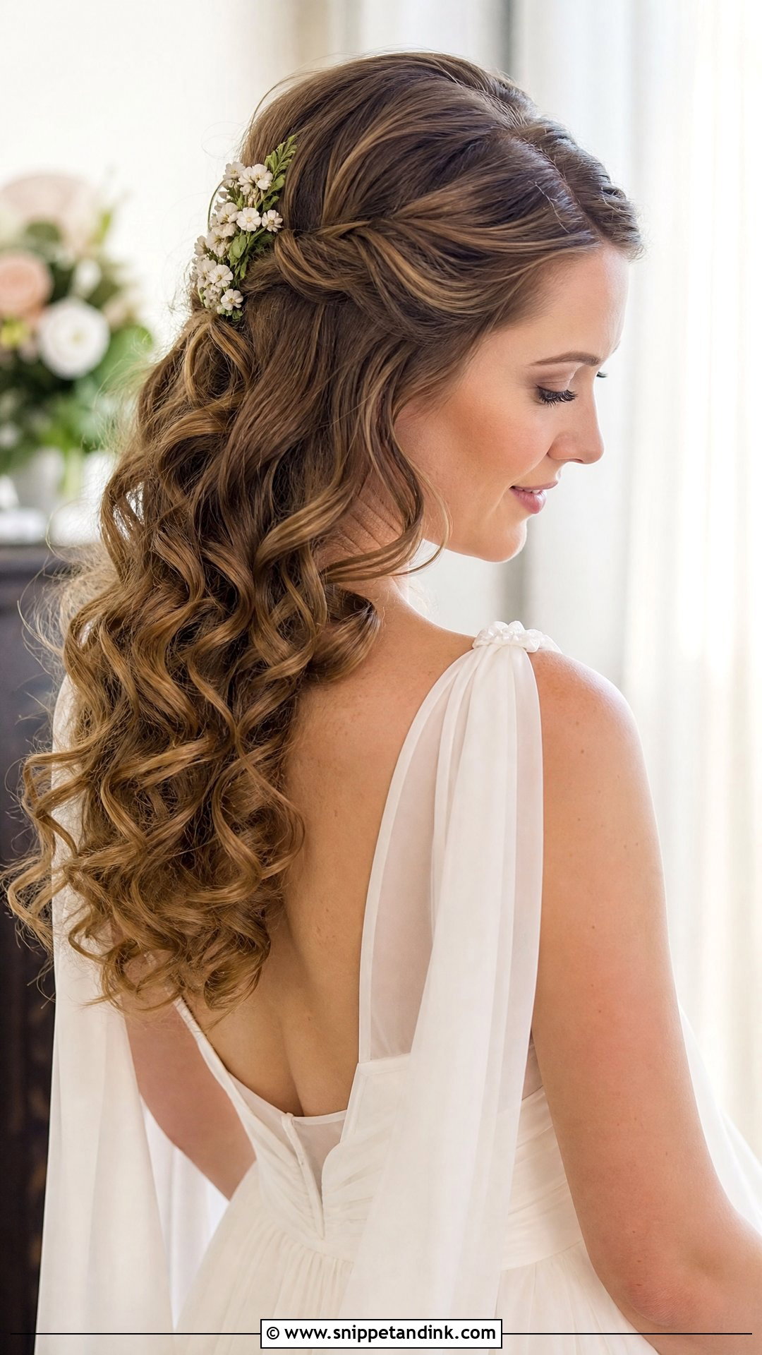 Curly Half Back Twist - Snippet and Ink - 20 Curly Wedding Hairstyle Ideas