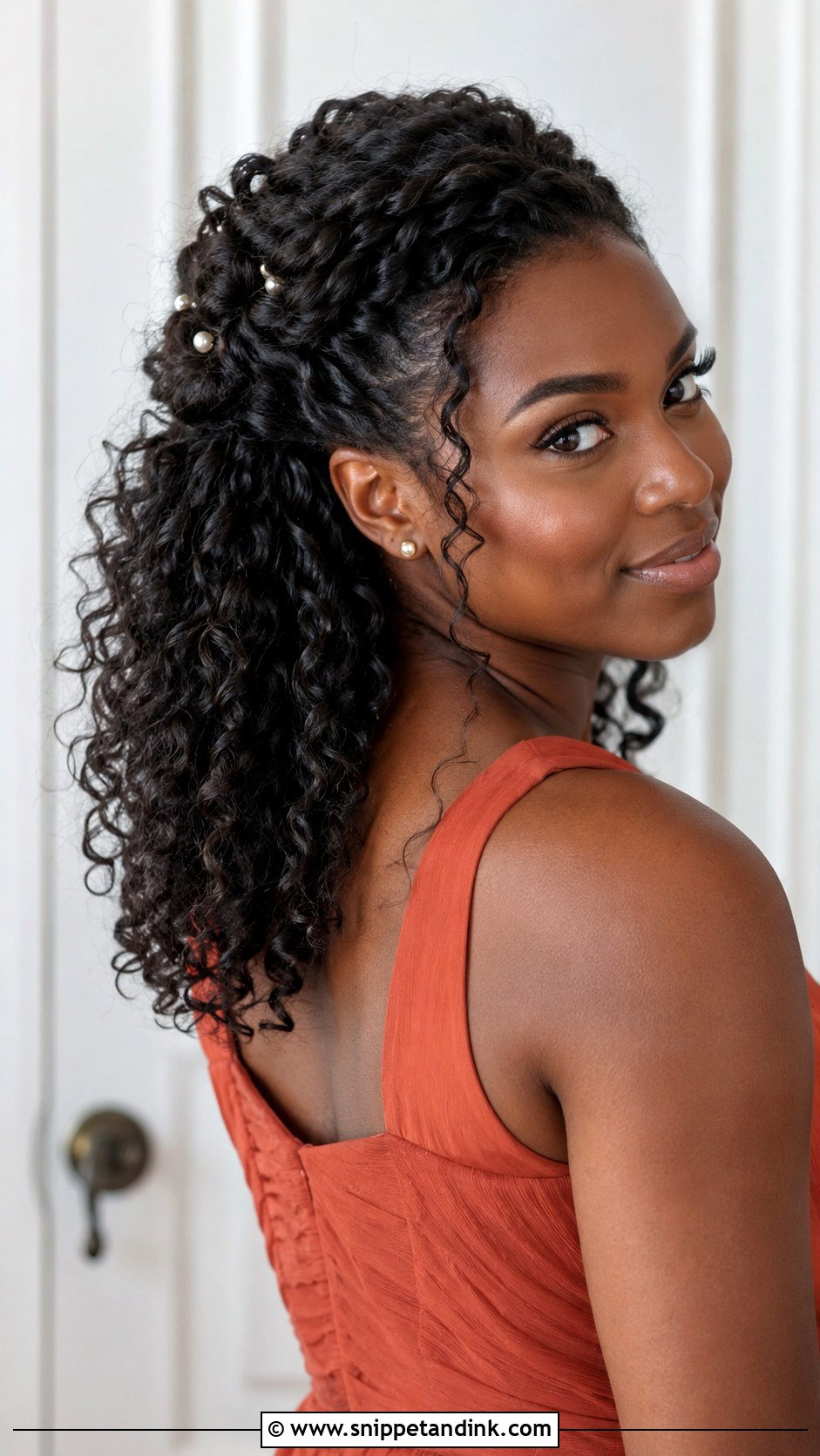 Curly Half Up Bridesmaid Hair - Snippet and Ink - 20 Hair Ideas for Bridesmaids