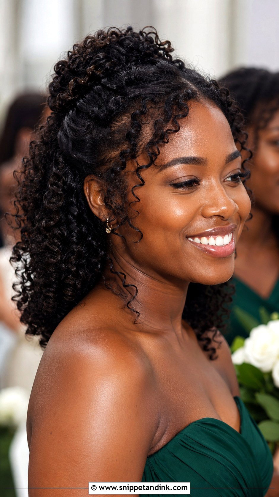 Curly Half Up Bridesmaid Hairstyle - Snippet and Ink - 20 Bridesmaid Hairstyles Medium Length Half Up