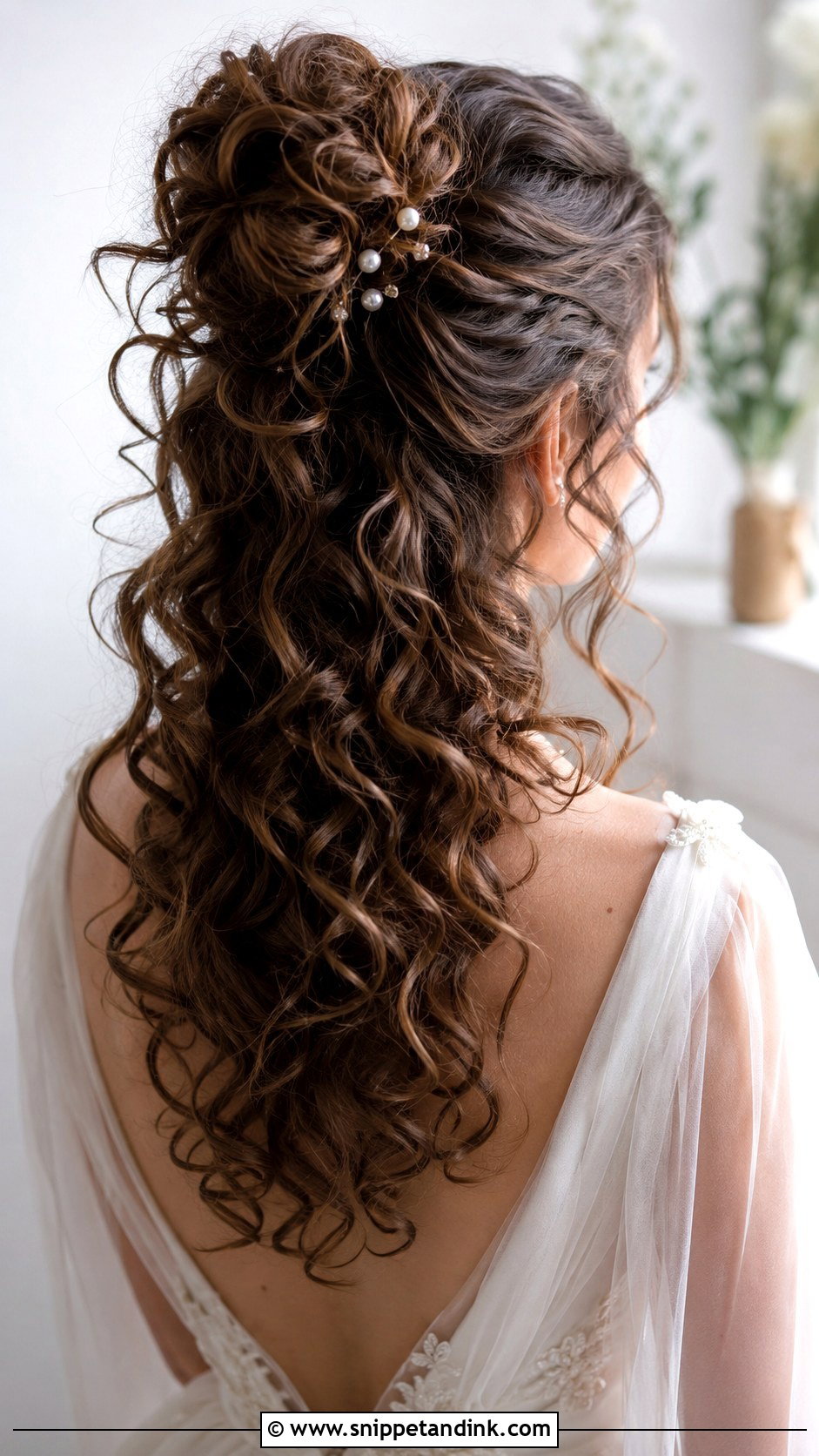 Curly Half Up Bun - Snippet and Ink - 25 Curly Hair for Wedding Ideas