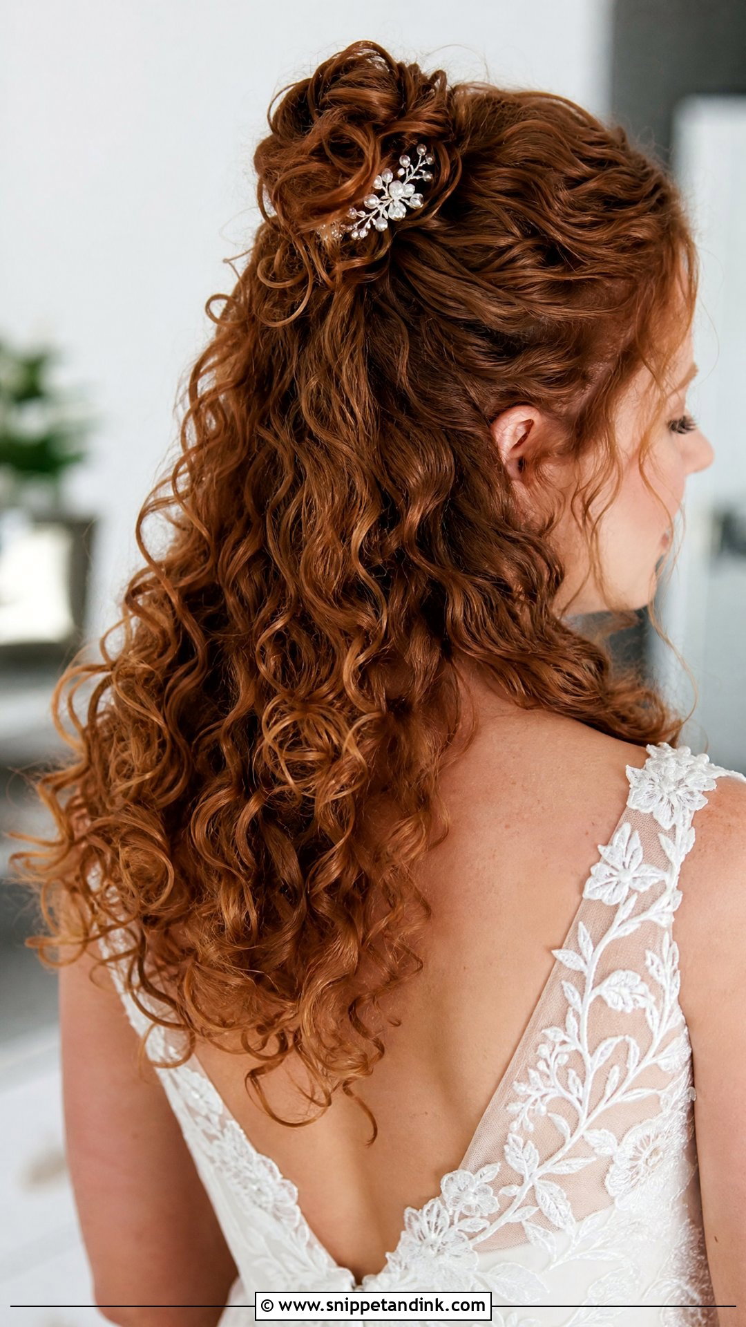 Curly Half Up Bun Wedding Hair - Snippet and Ink - 20 Naturally Curly Wedding Hair Ideas