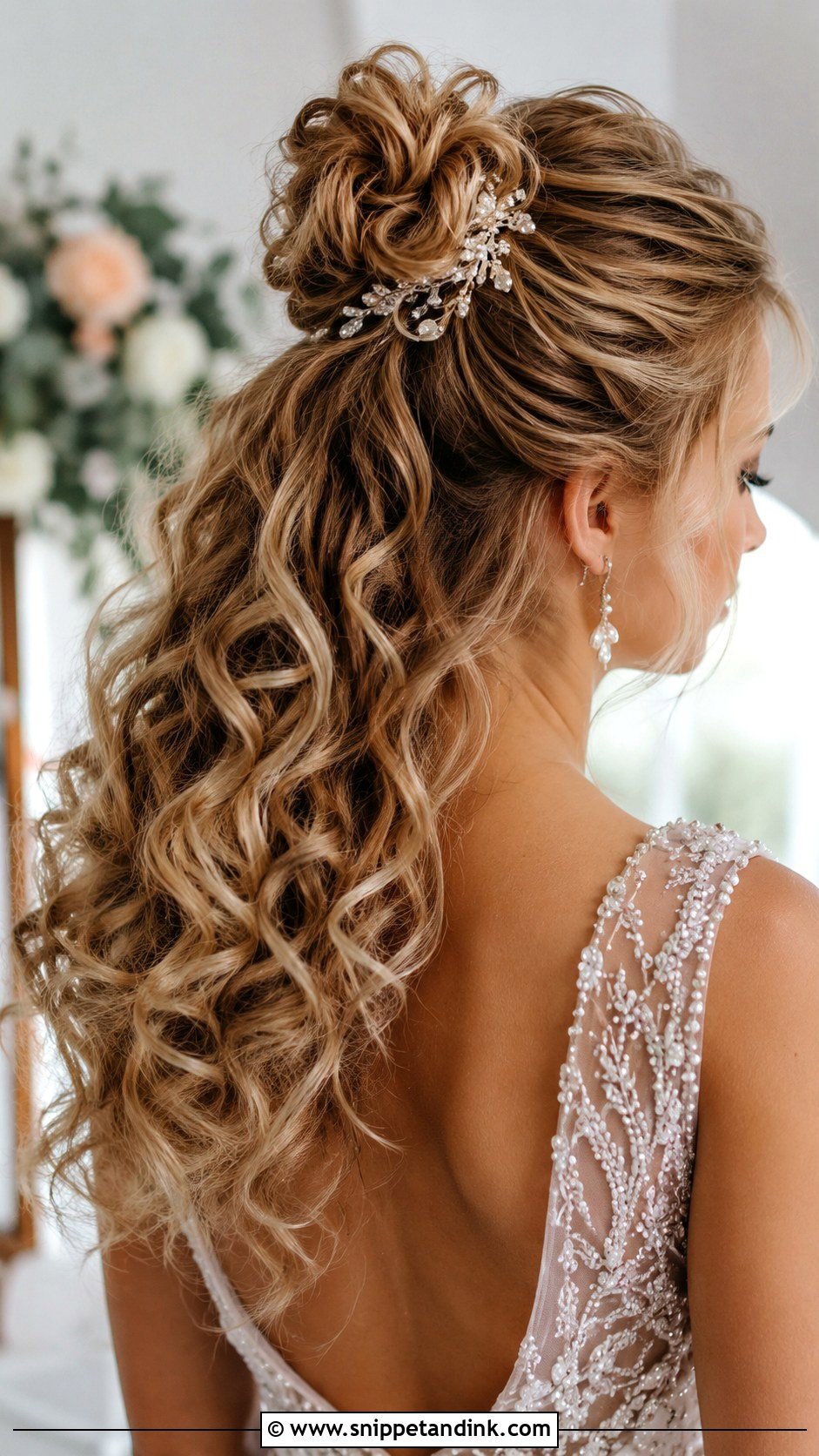 Curly Half Up Bun Wedding Hairstyle - Snippet and Ink - 20 Wedding Hairstyles Curls