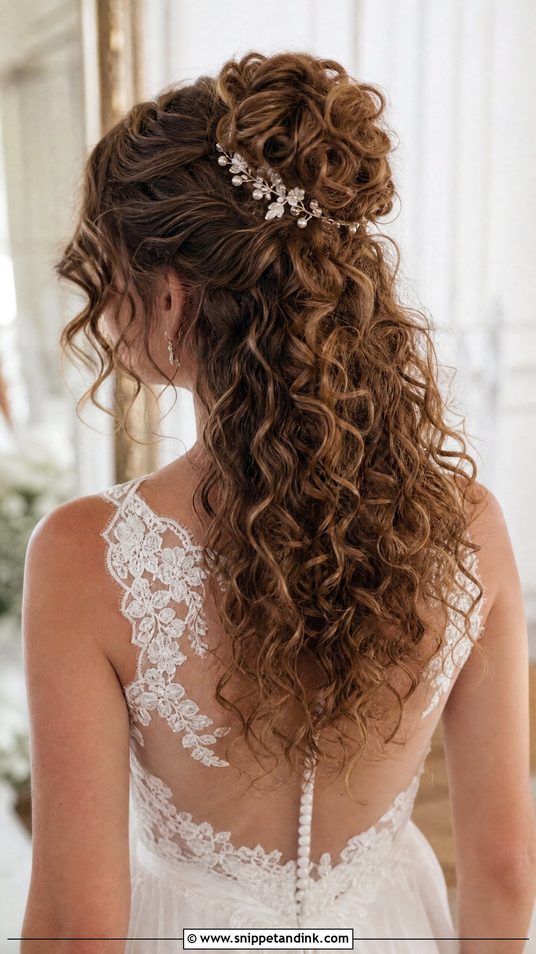 Curly Half Up Bun for Wedding - Snippet and Ink - 20 Curl Hairstyles for Wedding