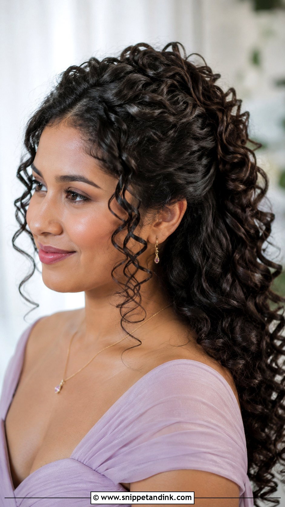 Curly Half Up Half Down - Snippet and Ink - 25 Curly Hairstyles for Wedding Guest