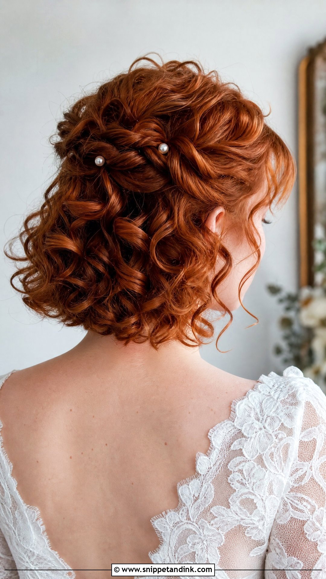 Curly Half Up Half Down Bridal Hair For Short Hair - Snippet and Ink - 15 Curly Half-Up Half-Down Bridal Hair Ideas
