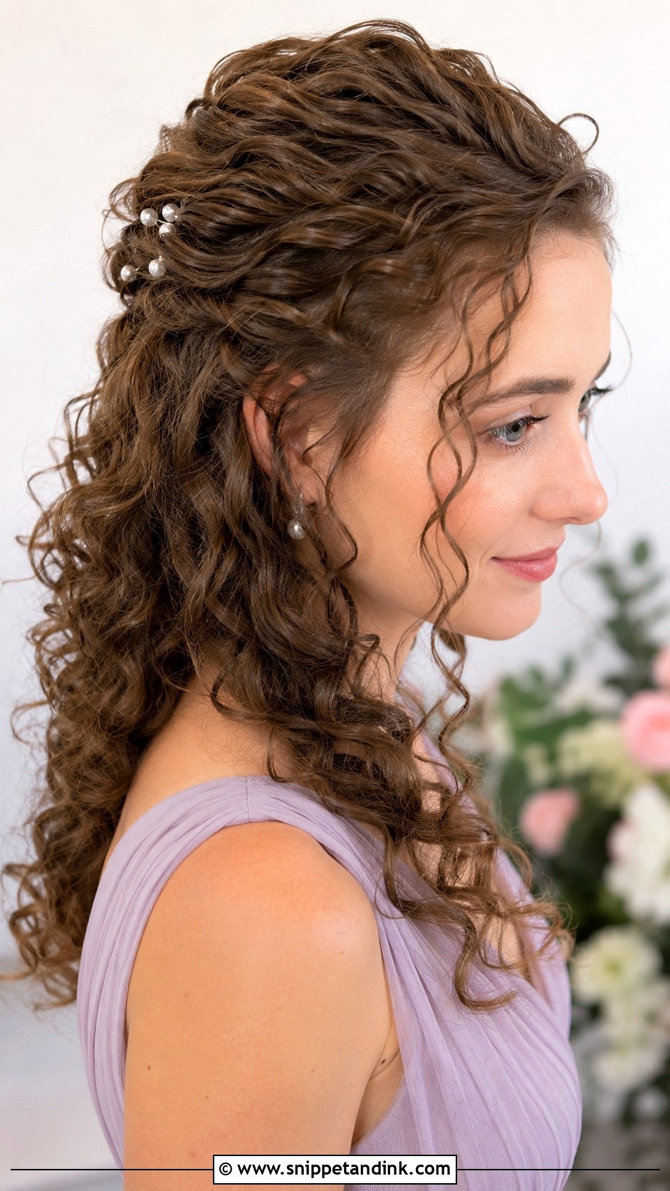 Curly Half Up Half Down Bridesmaid Hair - Snippet and Ink - 20 Curly Hairstyles for Wedding Bridesmaid