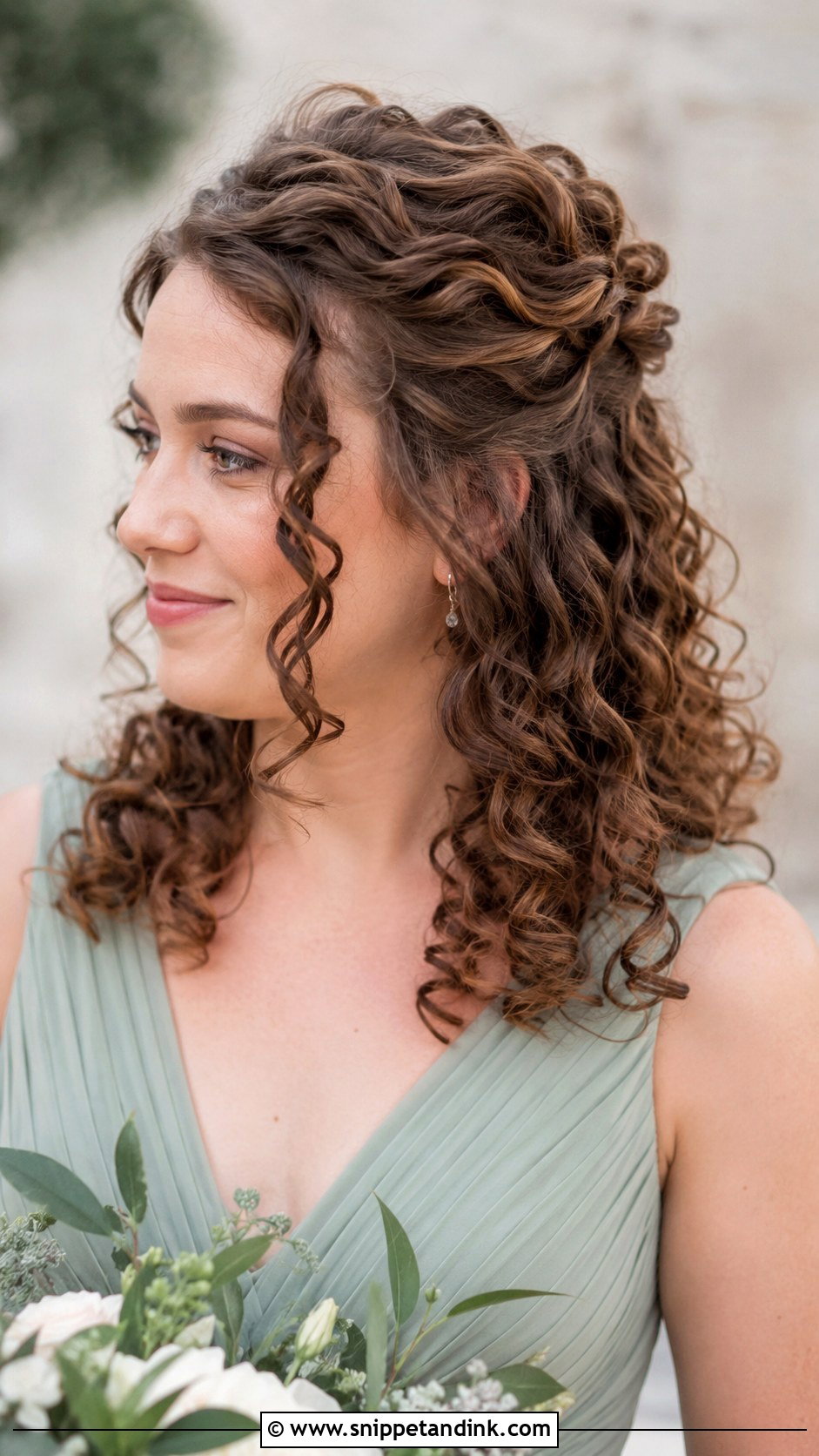 Curly Half Up Half Down Bridesmaid Hair - Snippet and Ink - 20 Naturally Curly Bridesmaid Hairstyles
