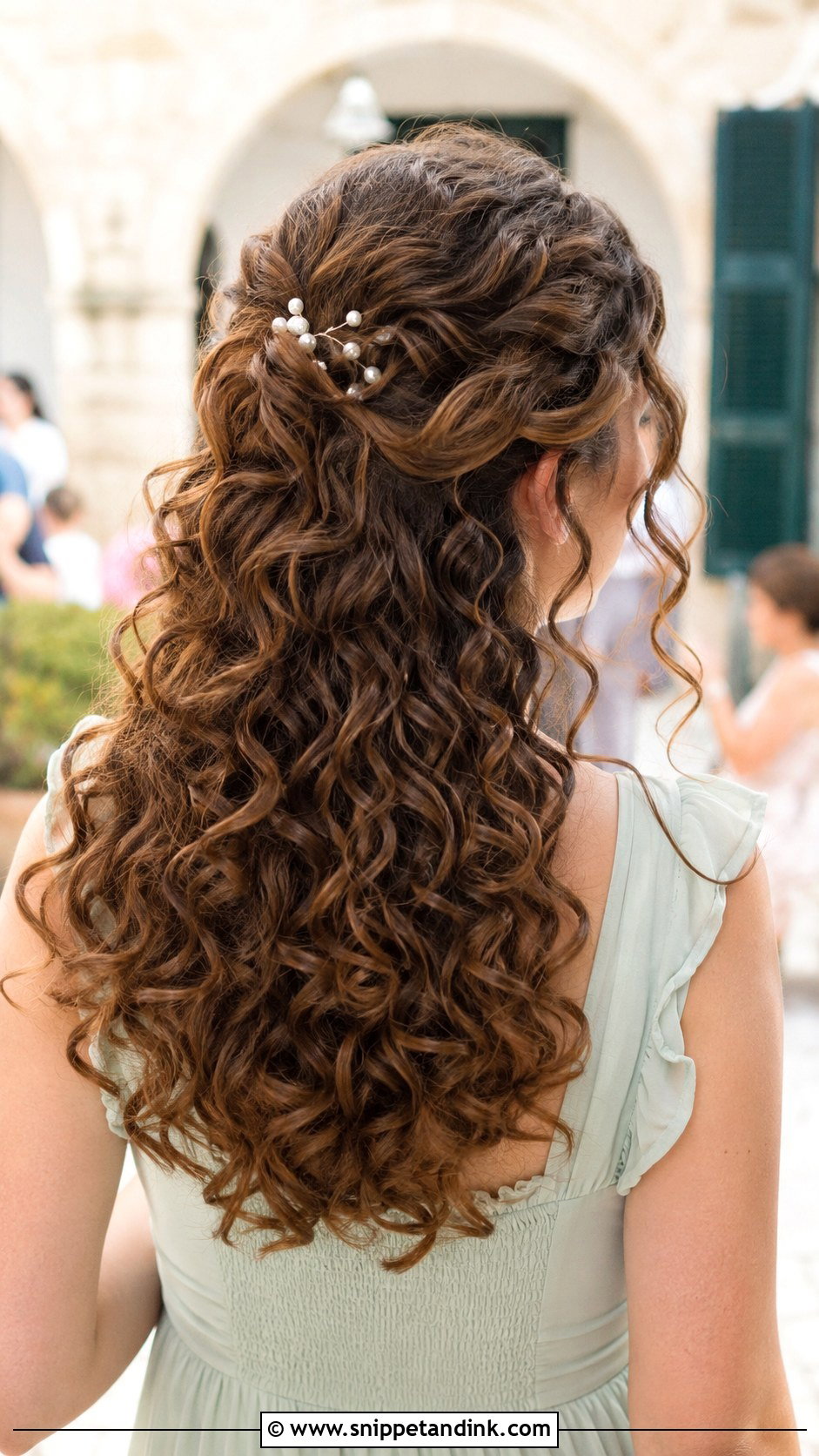 Curly Half Up Half Down Wedding Guest Hairstyle - Snippet and Ink - 25 Curly Hairstyles Wedding Guest
