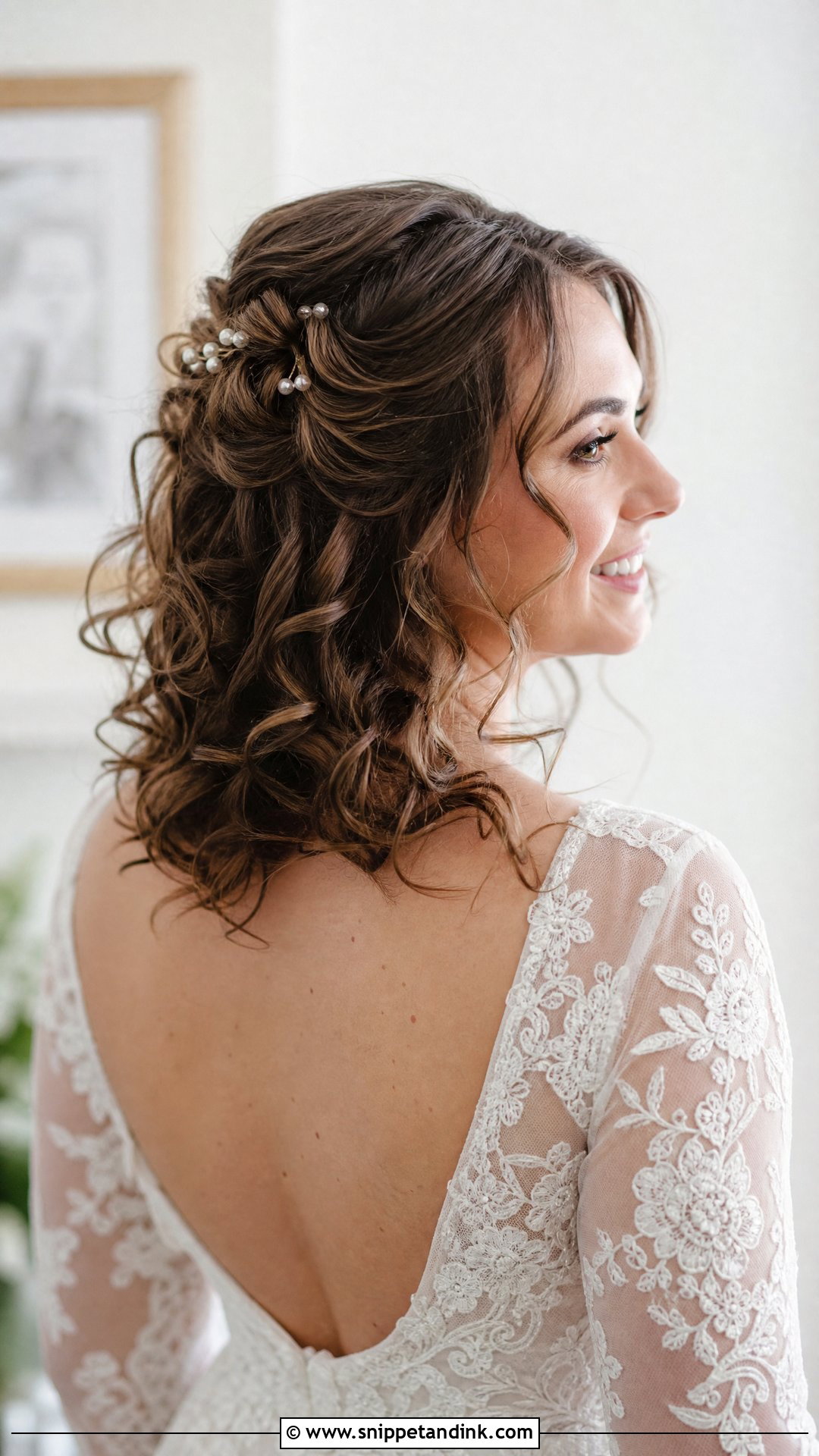 Curly Half Up Half Down Wedding Hair - Snippet and Ink - 15 Curly Hairstyles for Wedding Bride