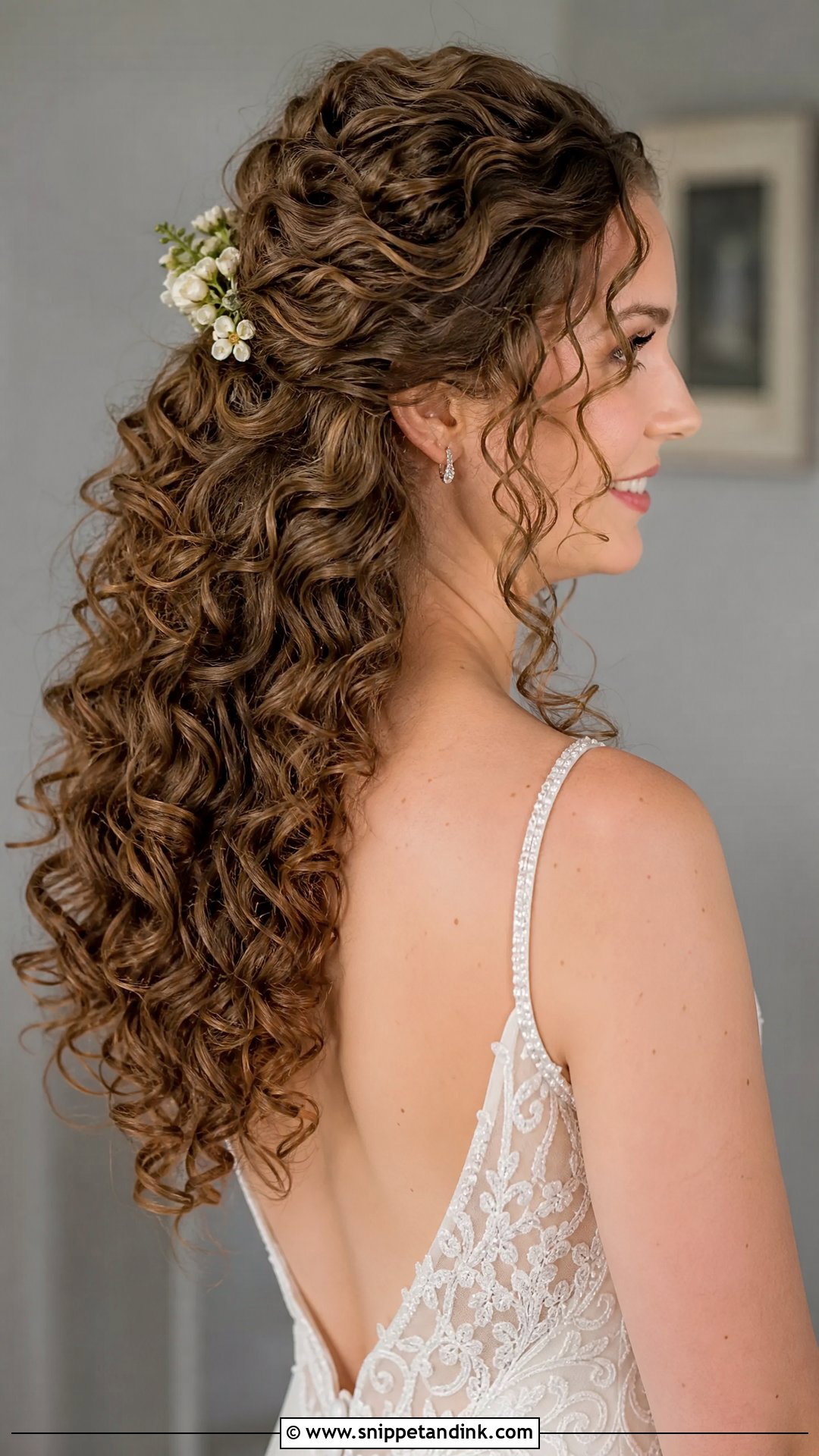 Curly Half Up Half Down Wedding Hair - Snippet and Ink - 20 Naturally Curly Wedding Hair Ideas