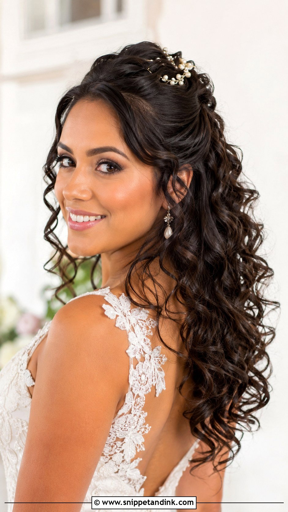 Curly Half Up Half Down Wedding Hair - Snippet and Ink - 30 Curly Bridal Hair Ideas