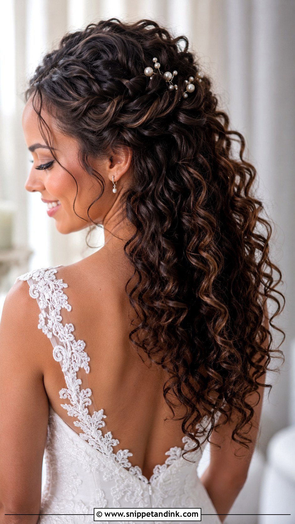 Curly Half Up Half Down Wedding Hair - Snippet and Ink - 30 Naturally Curly Bridal Hair Ideas