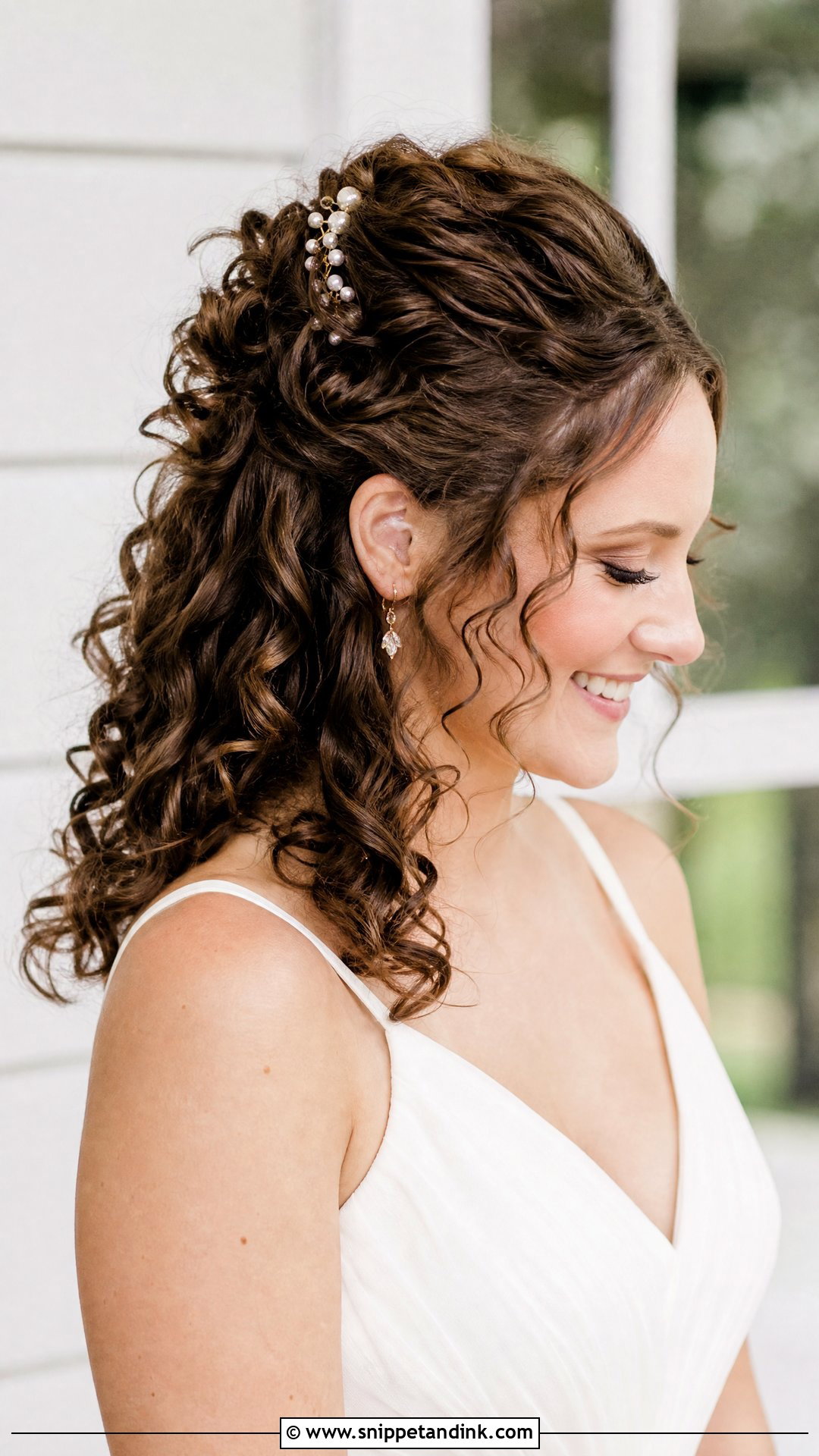 Curly Half Up Half Down Wedding Hairstyle - Snippet and Ink - 15 Curly Hair Wedding Hairstyle Ideas
