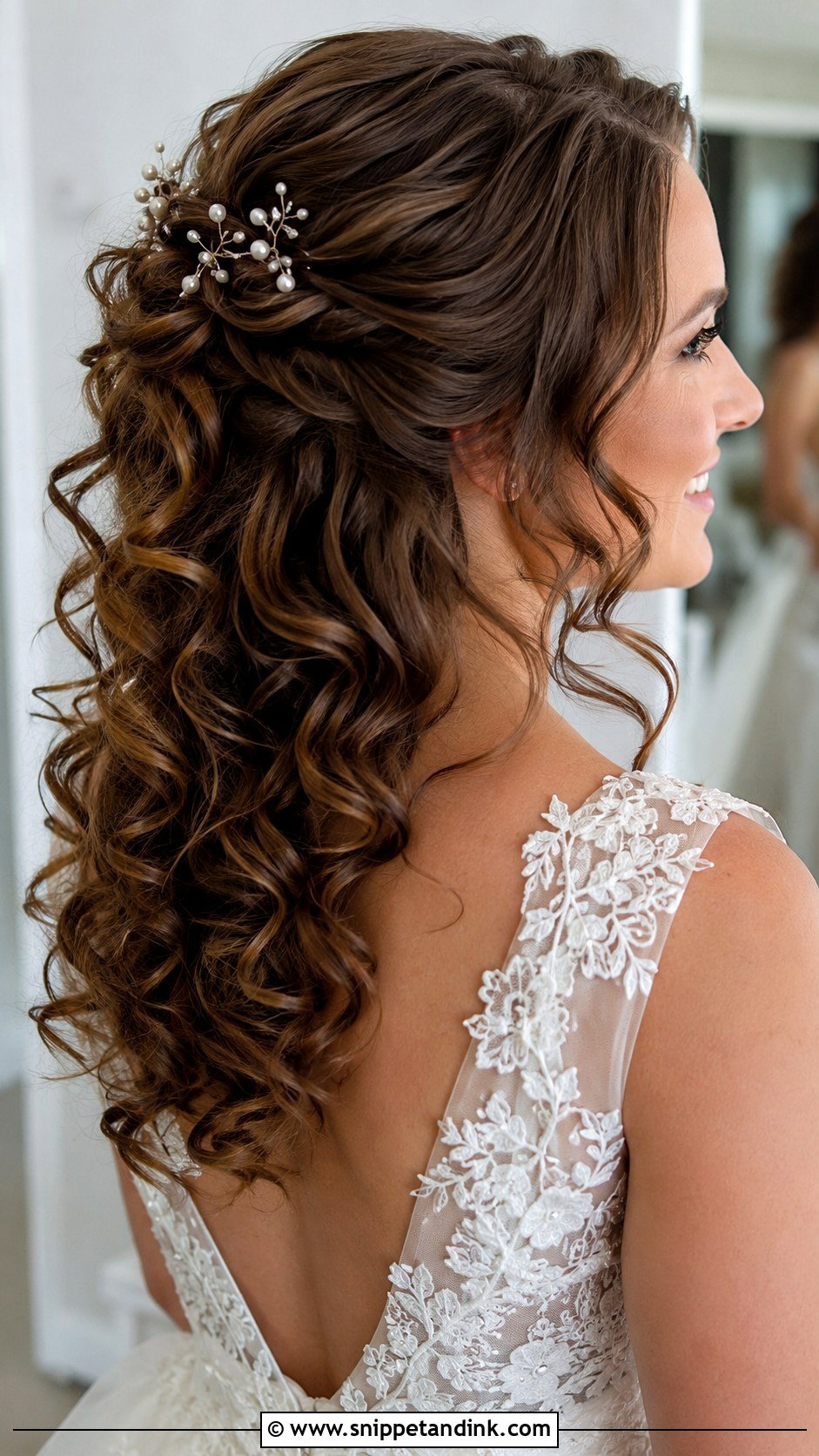 Curly Half Up Half Down Wedding Hairstyle - Snippet and Ink - 20 Naturally Curly Hairstyles for Wedding