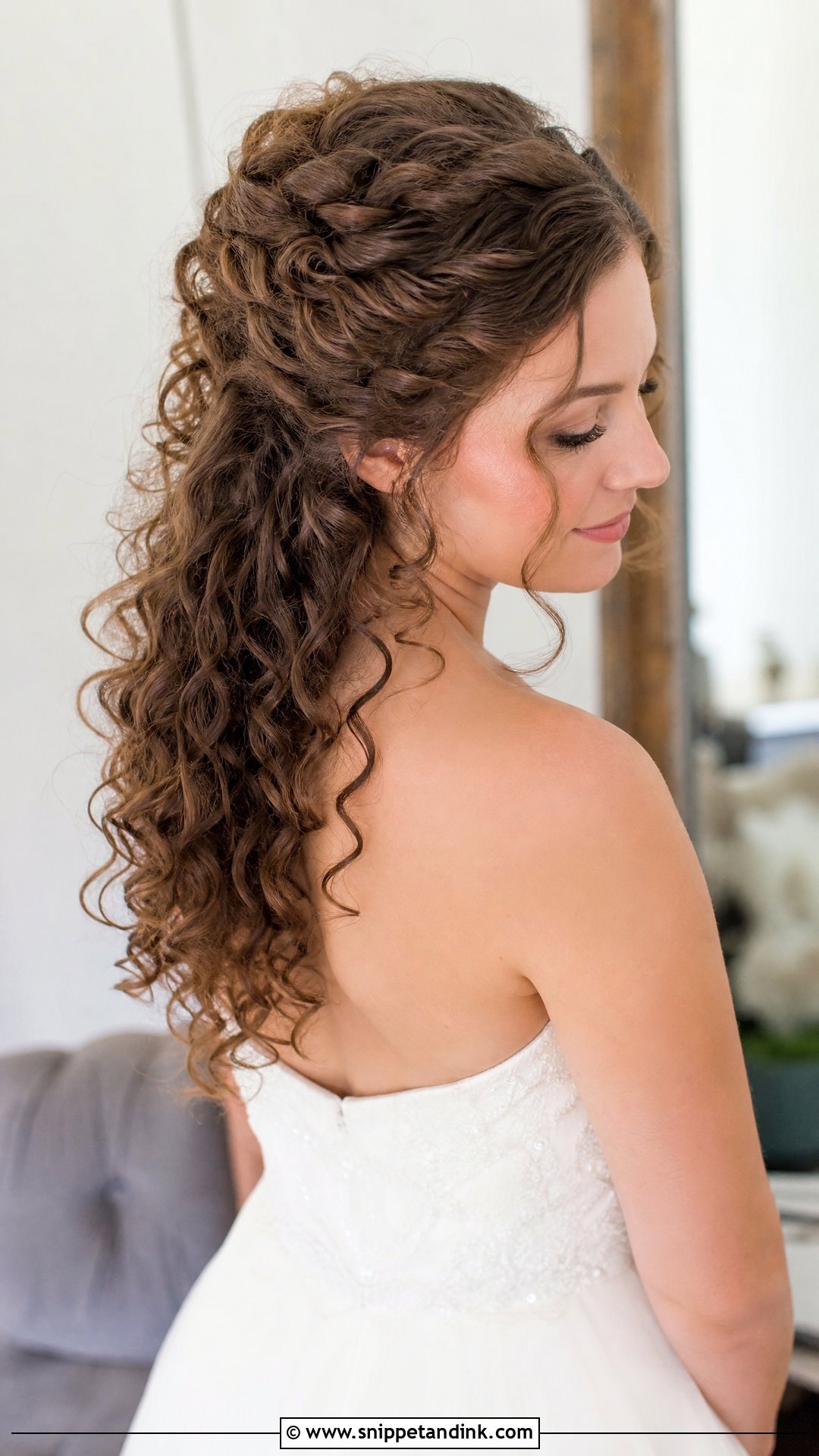 Curly Half Up Half Down Wedding Hairstyle - Snippet and Ink - 20 Curly Hairstyles for a Wedding
