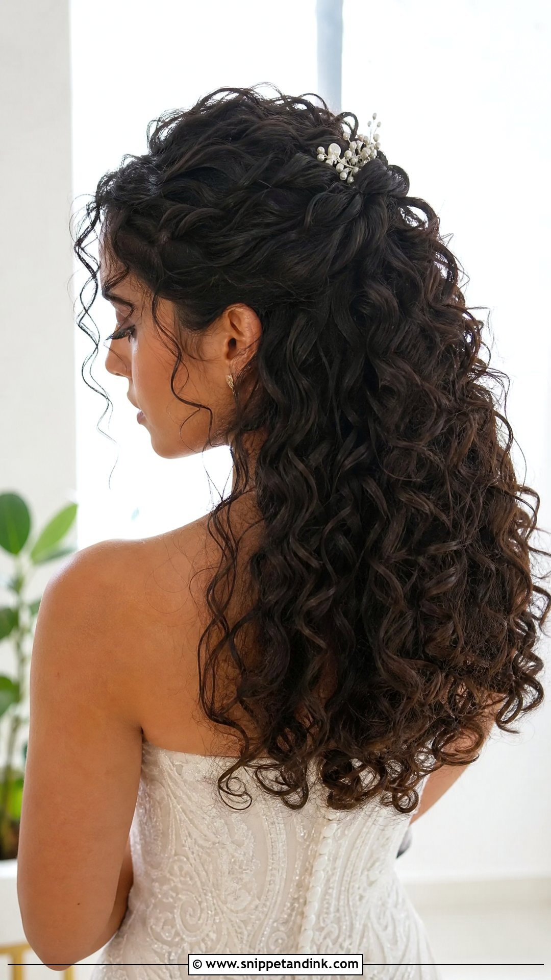 Curly Half Up Half Down Wedding Hairstyle - Snippet and Ink - 20 Curly Hairstyles for Weddings