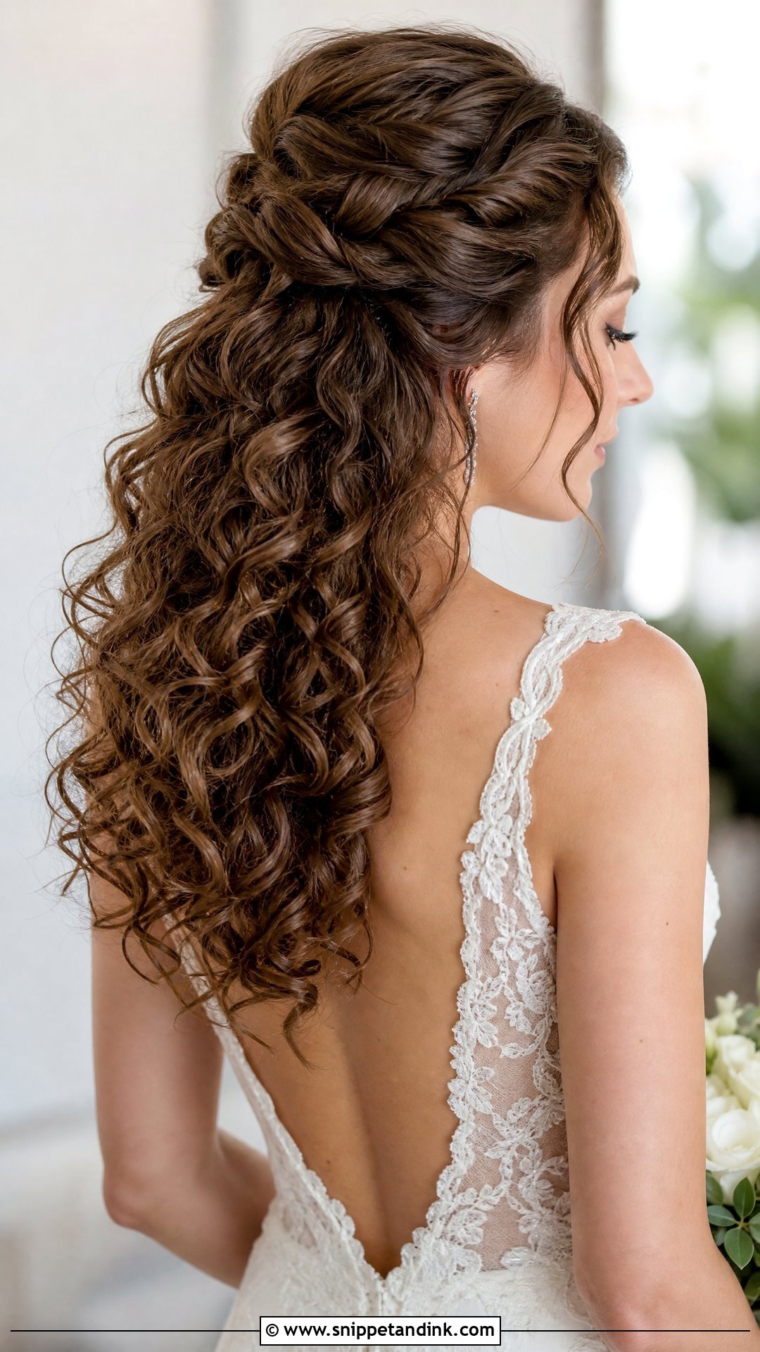 Curly Half Up Half Down Wedding Hairstyle - Snippet and Ink - 20 Natural Curls Wedding Curly Hairstyles