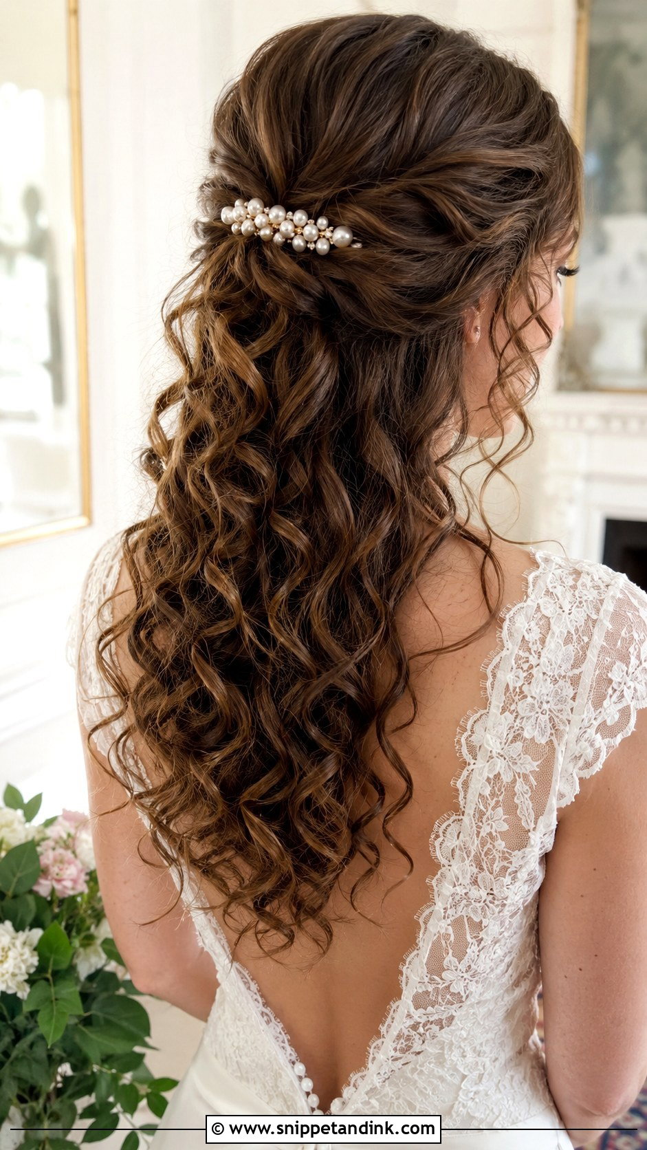 Curly Half Up Half Down Wedding Hairstyle - Snippet and Ink - 20 Natural Curly Hairstyles for Wedding