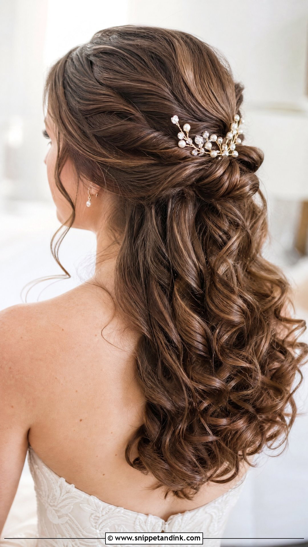 Curly Half Up Half Down Wedding Hairstyle - Snippet and Ink - 15 Curls Wedding Hairstyle