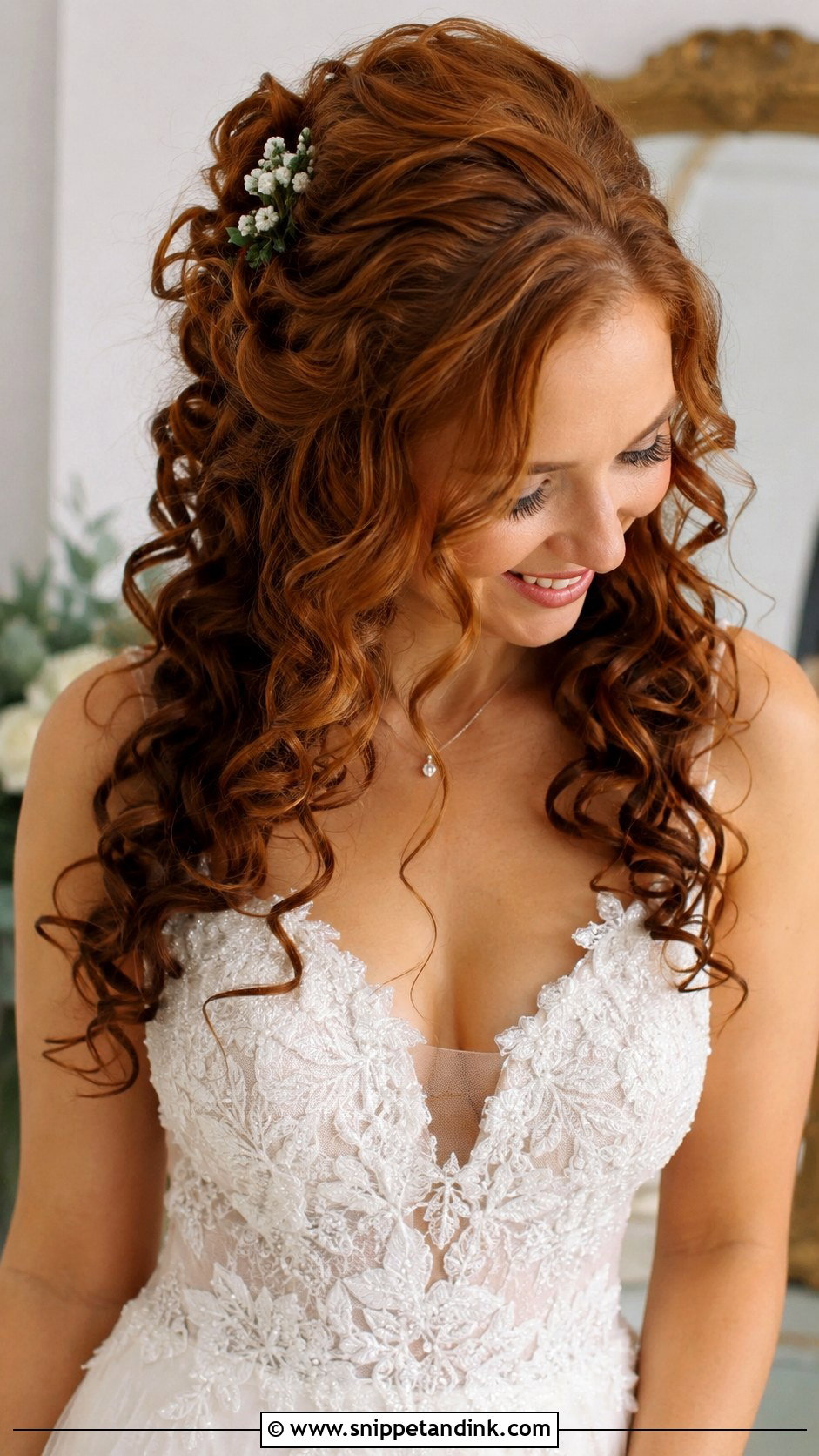 Curly Half Up Half Down Wedding Style - Snippet and Ink - 25 Curly Updo Hairstyles for Wedding