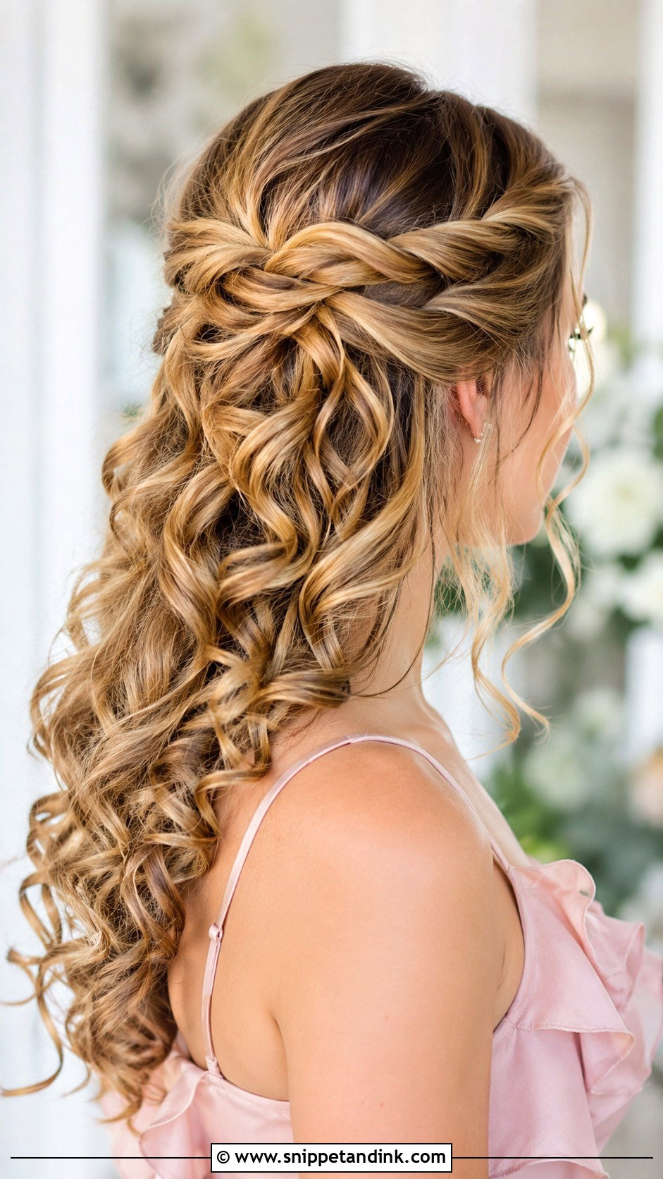Curly Half Up Half Down With Twists - Snippet and Ink - 25 Curly Hair Wedding Guest Styles
