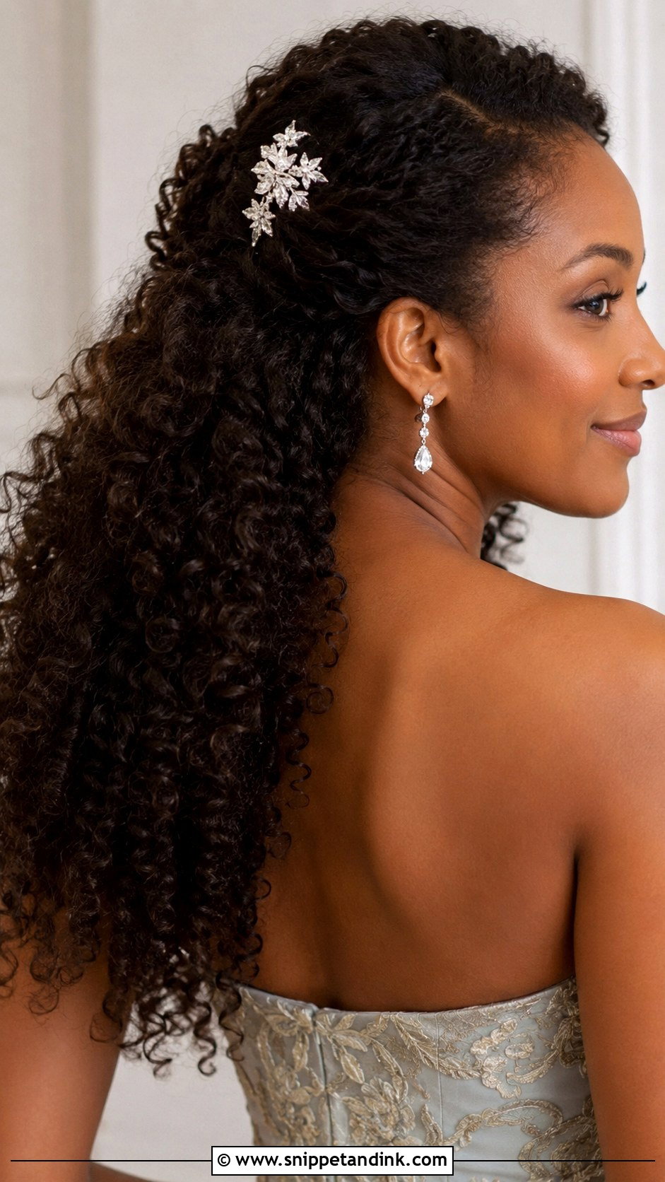 Curly Half Up Style - Snippet and Ink - 25 Engagement Look Hairstyle Ideas
