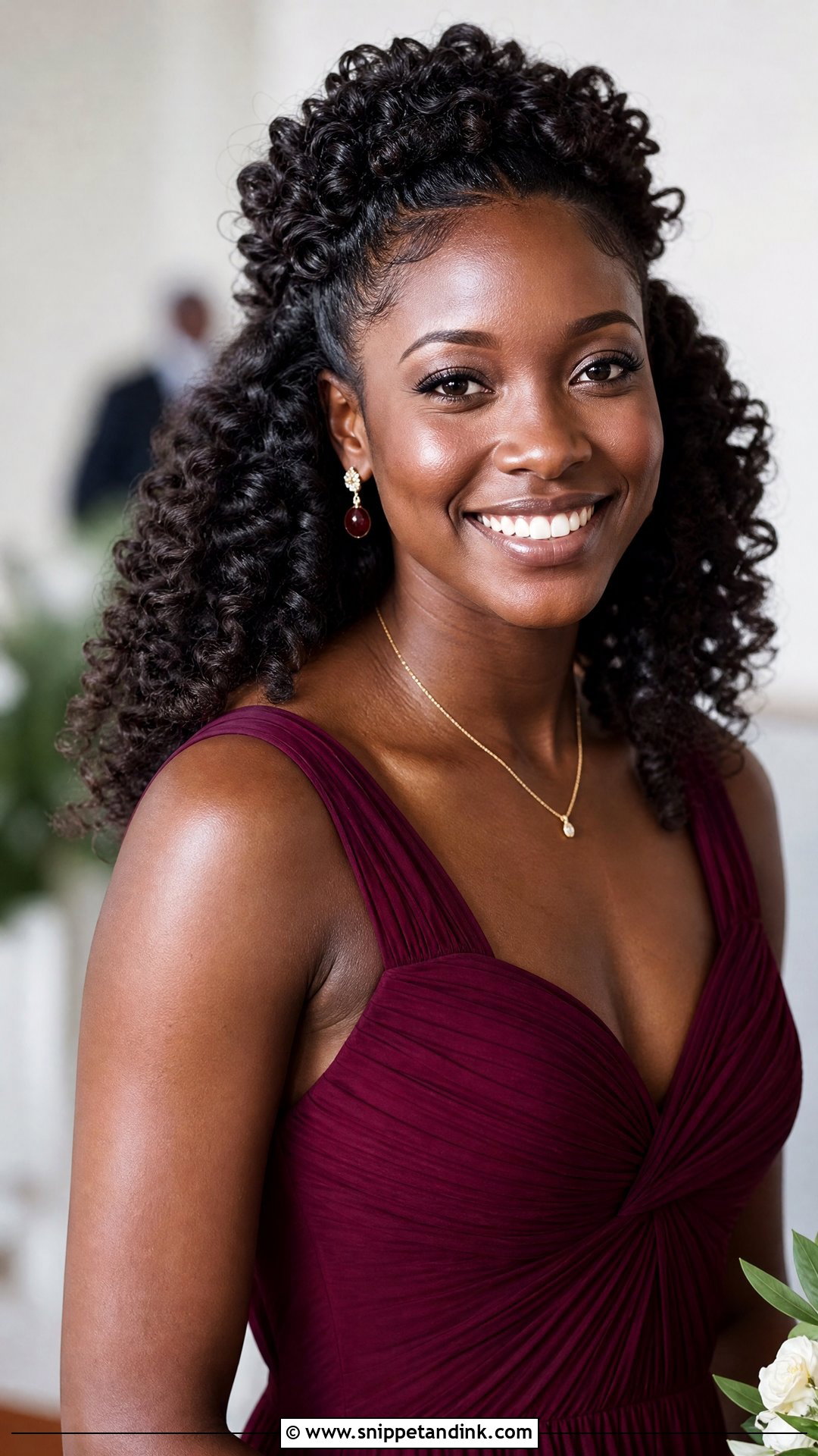 Curly Half Up Style - Snippet and Ink - 20 Bride Made Hairstyles