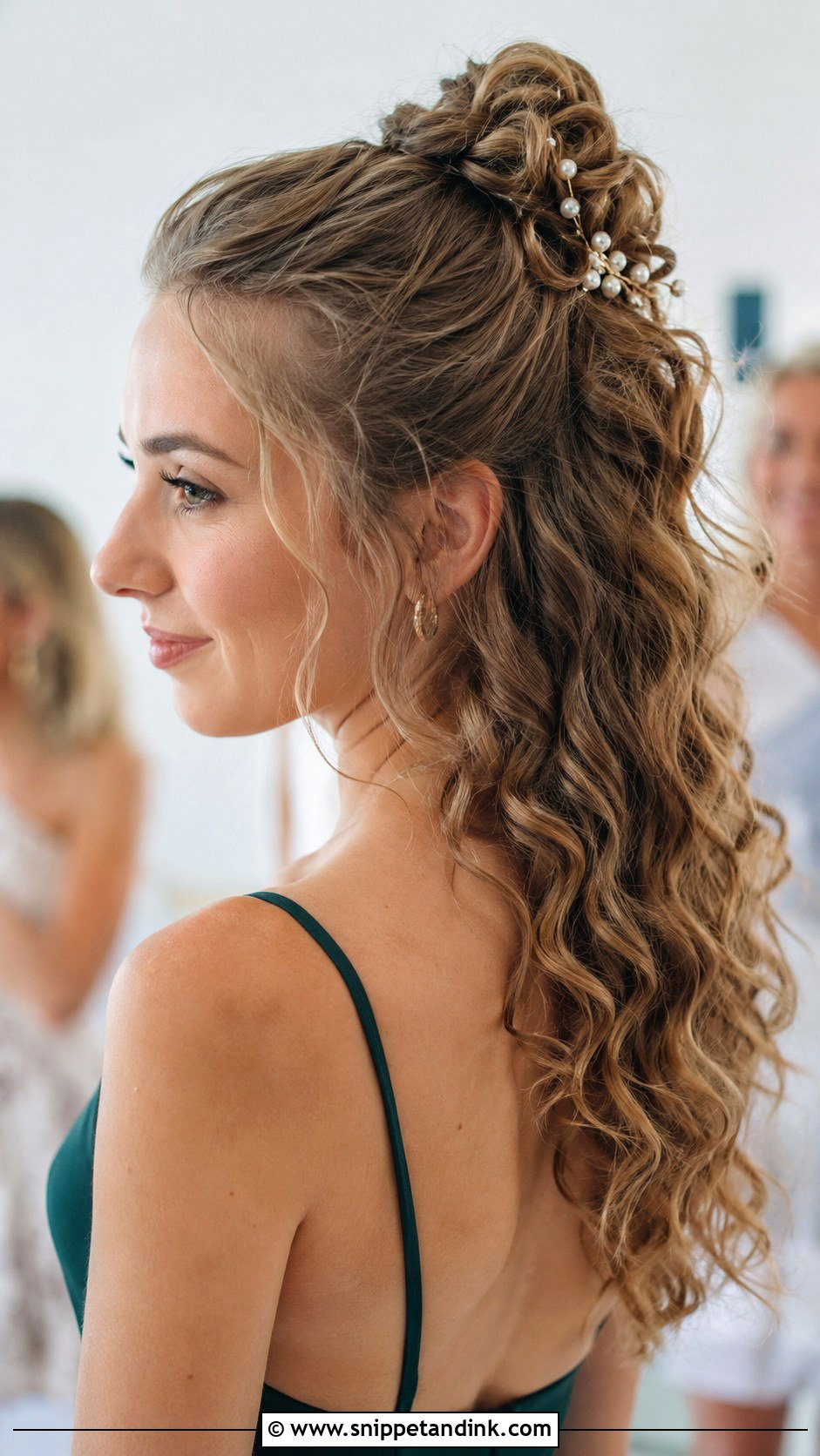 Curly Half Up Top Knot Wedding Guest Hairstyle - Snippet and Ink - 25 Curly Hairstyles Wedding Guest