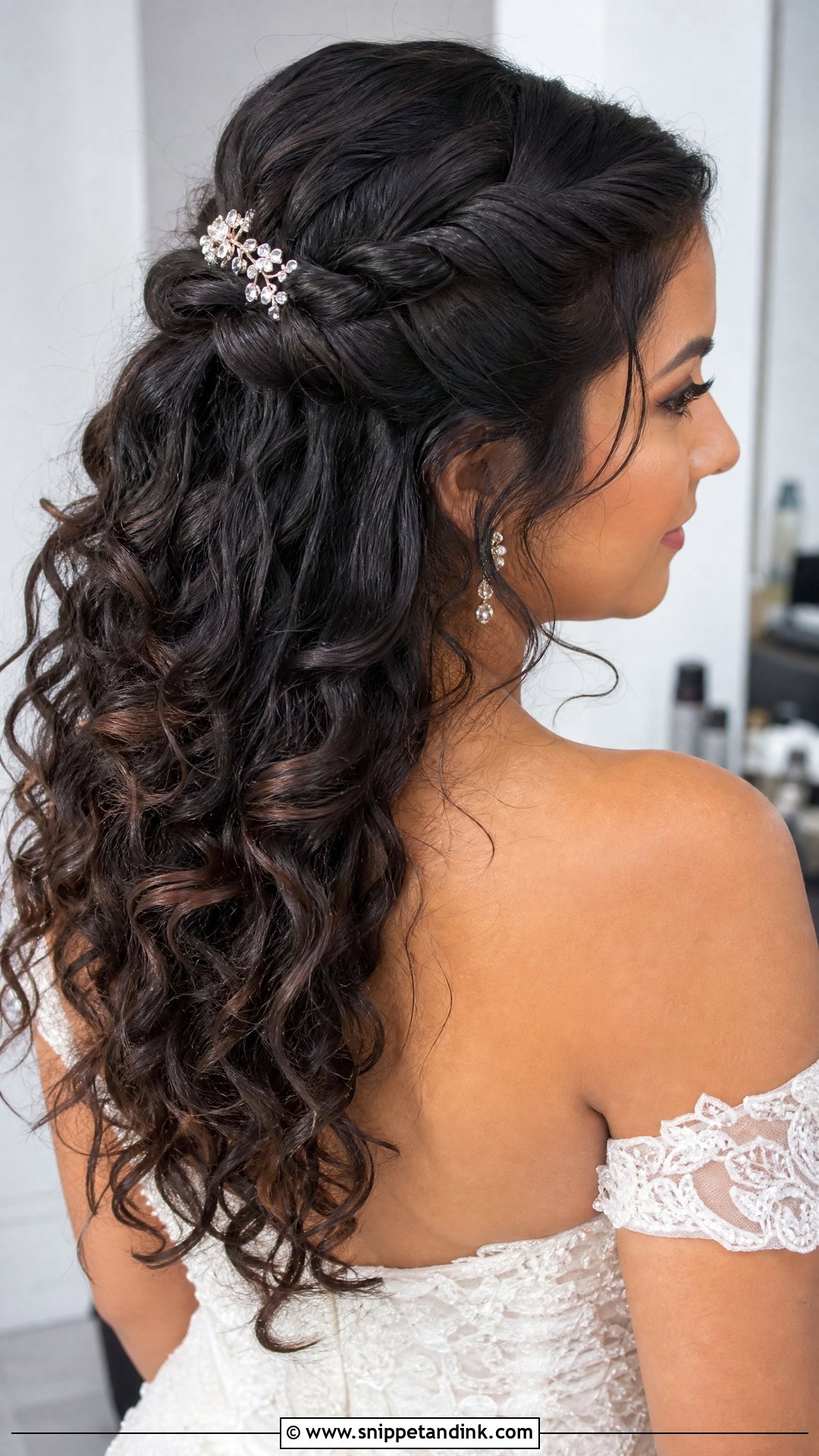 Curly Half Up Twisted Style - Snippet and Ink - 20 Curly Hairstyles for Weddings