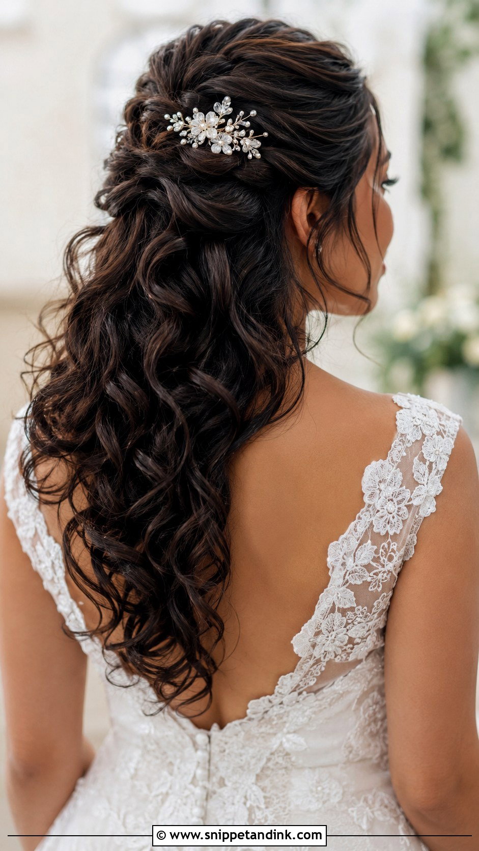 Curly Half Up Wedding Hair - Snippet and Ink - 20 Medium Half-Up Half-Down Wedding Hair Ideas
