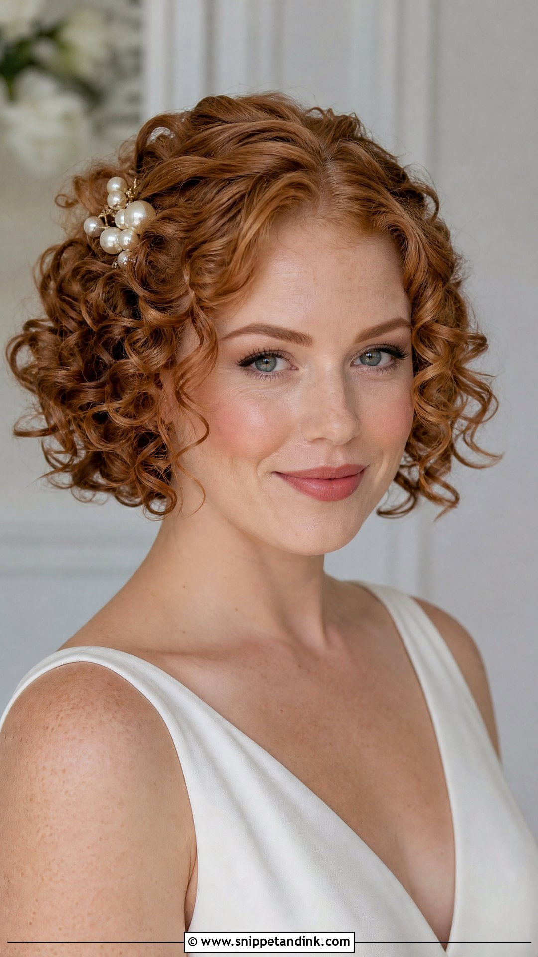 Curly Half Up Wedding Hair For Short Hair - Snippet and Ink - 15 Curly Half-Up Wedding Hair Ideas