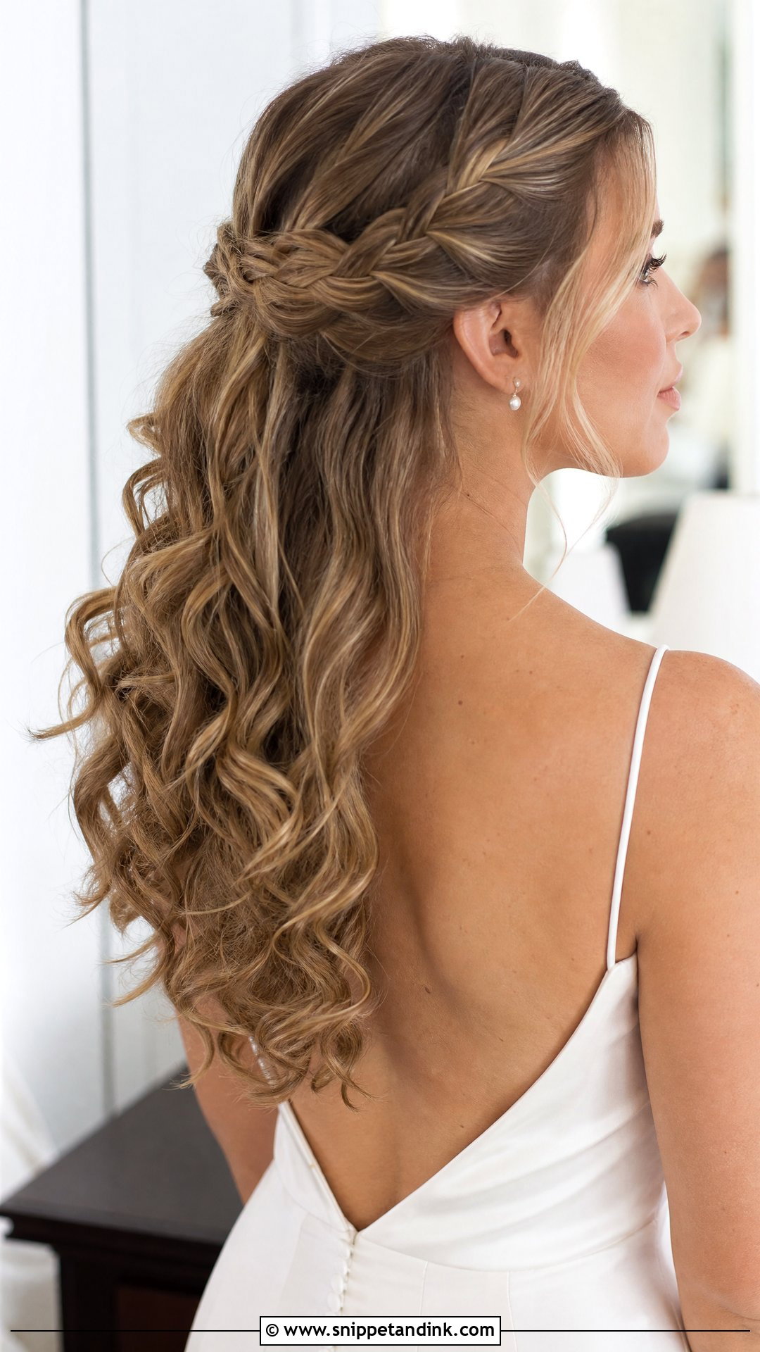 Curly Half Up Wedding Hair With Braids - Snippet and Ink - 15 Curly Half-Up Wedding Hair Ideas