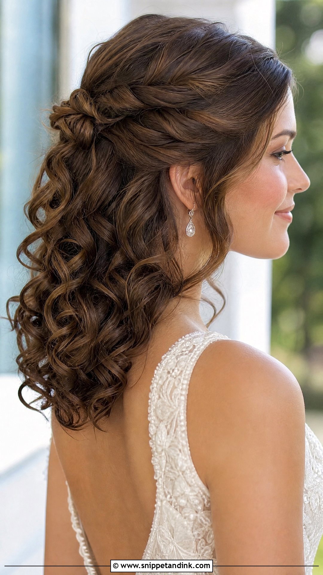 Curly Half Up Wedding Hair With Twists - Snippet and Ink - 15 Curly Half-Up Wedding Hair Ideas
