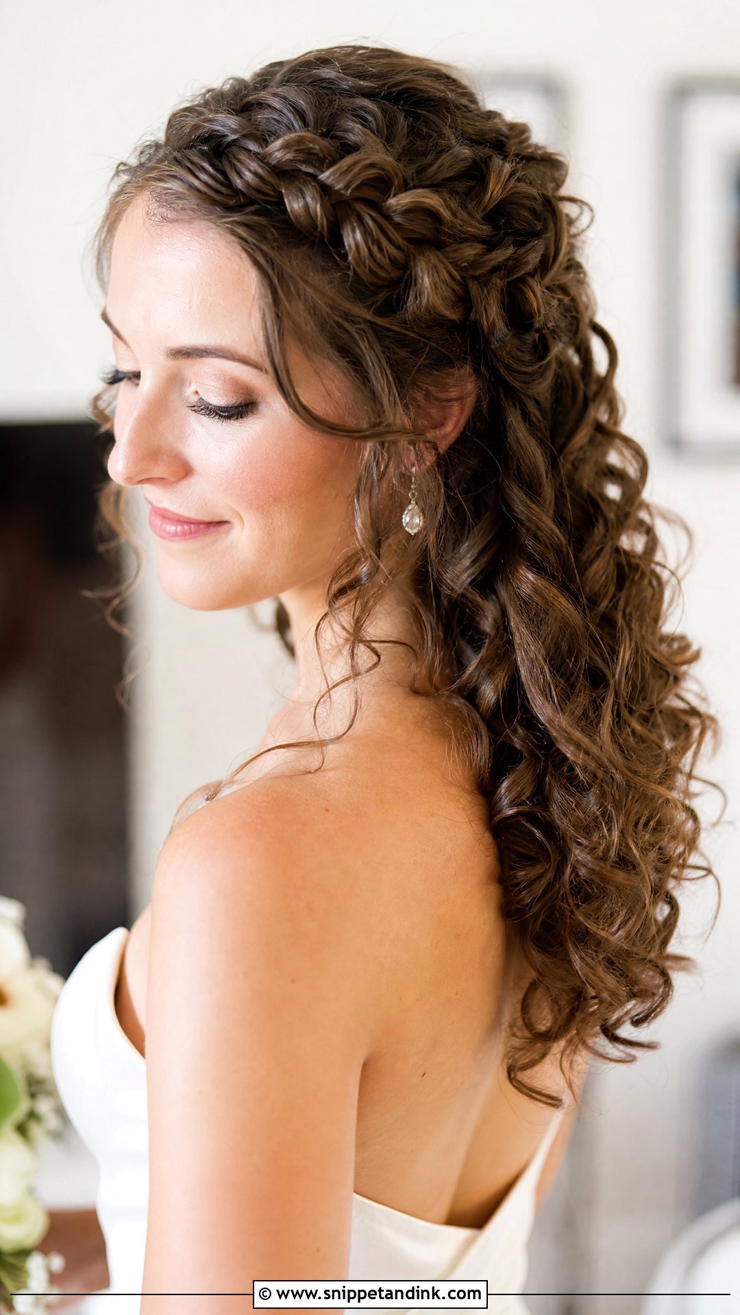 Curly Half Up Wedding Hair With Twists - Snippet and Ink - 15 Curly Half-Up Bridal Hair Ideas