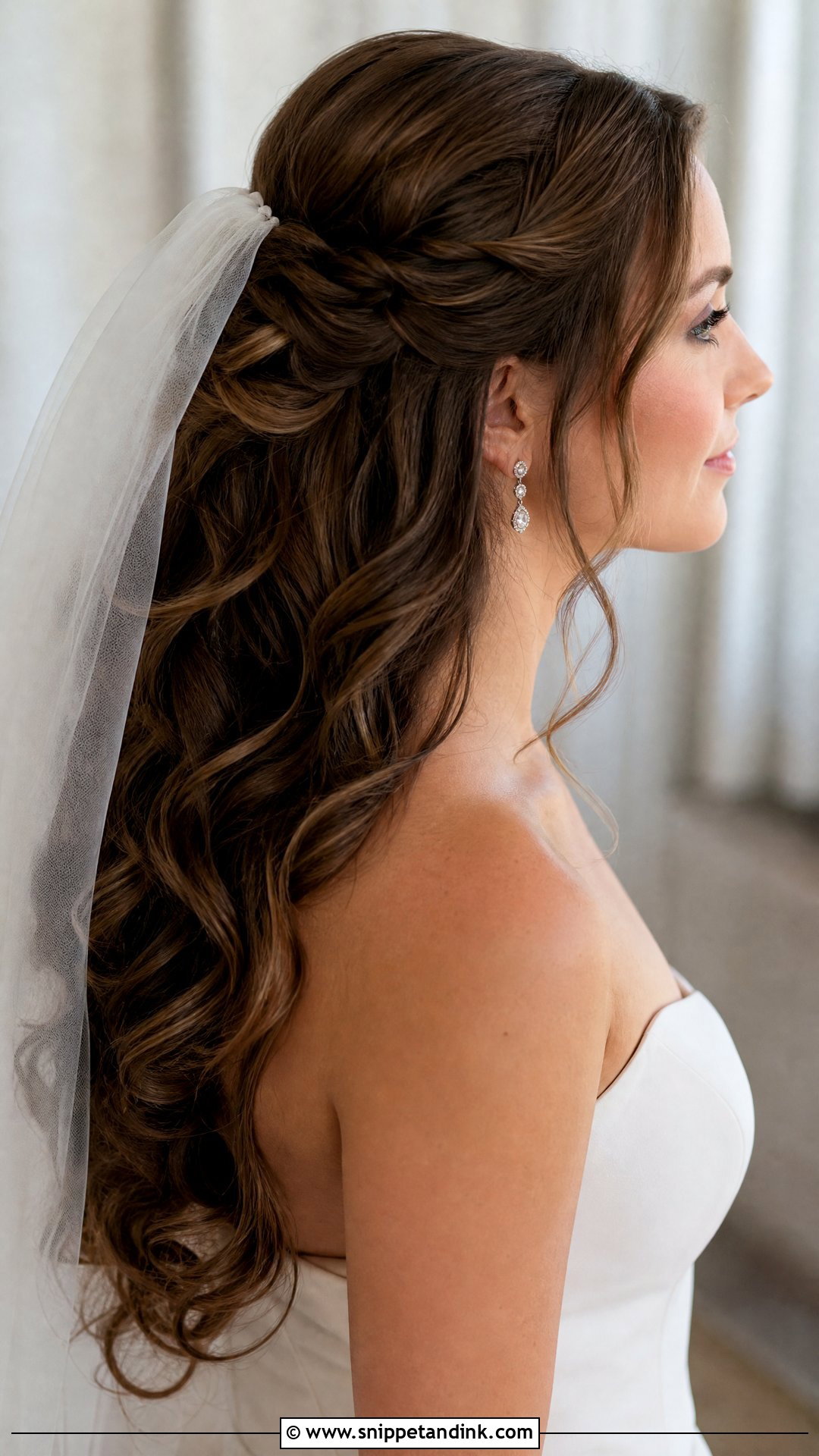 Curly Half Up Wedding Hair With Veil - Snippet and Ink - 15 Curly Half-Up Wedding Hair Ideas